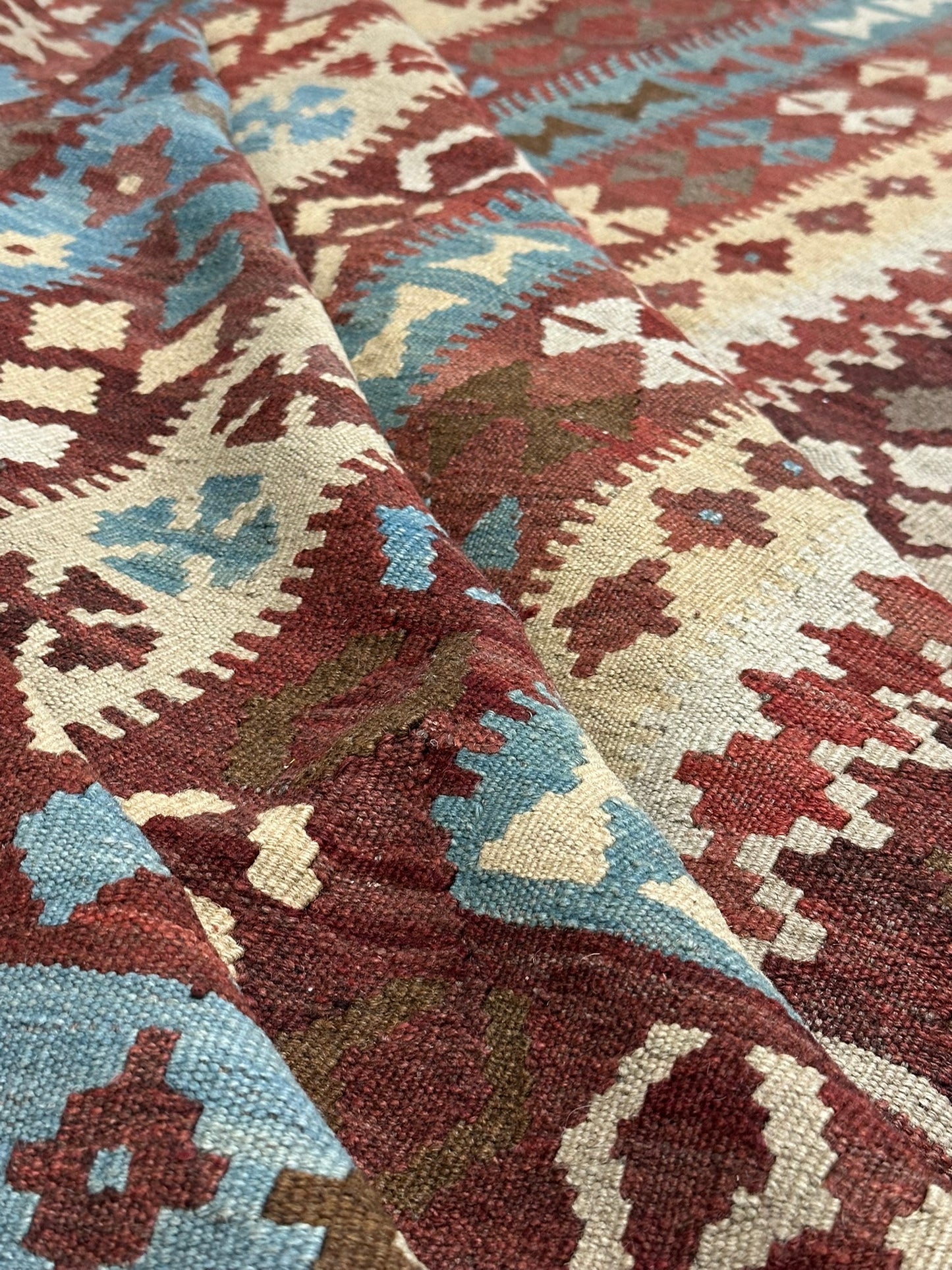 Handgeknüpfter Kelim Teppich 413x240 cm Naturfarben aus der Türkei antik