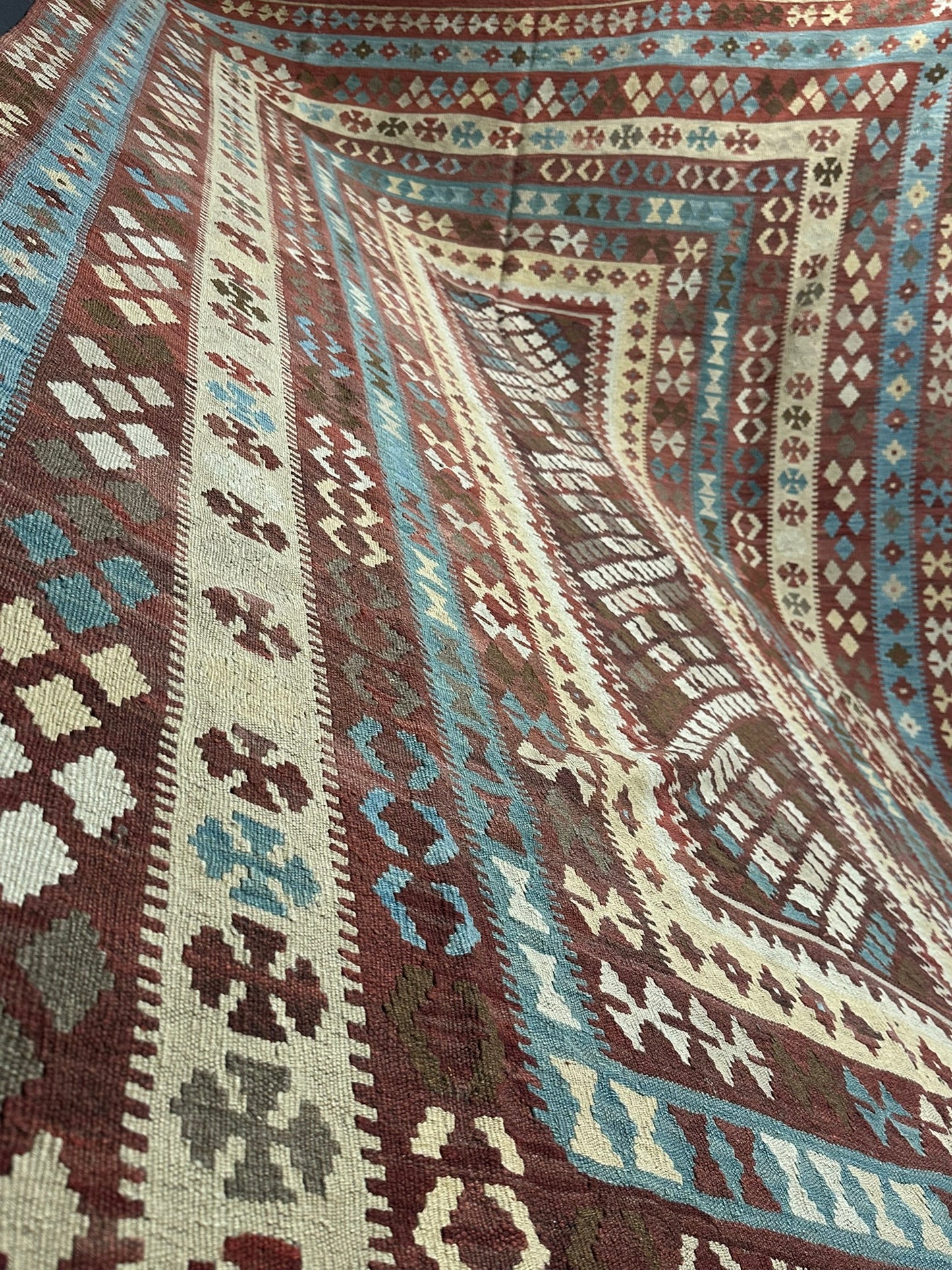 Handgeknüpfter Kelim Teppich 413x240 cm Naturfarben aus der Türkei antik