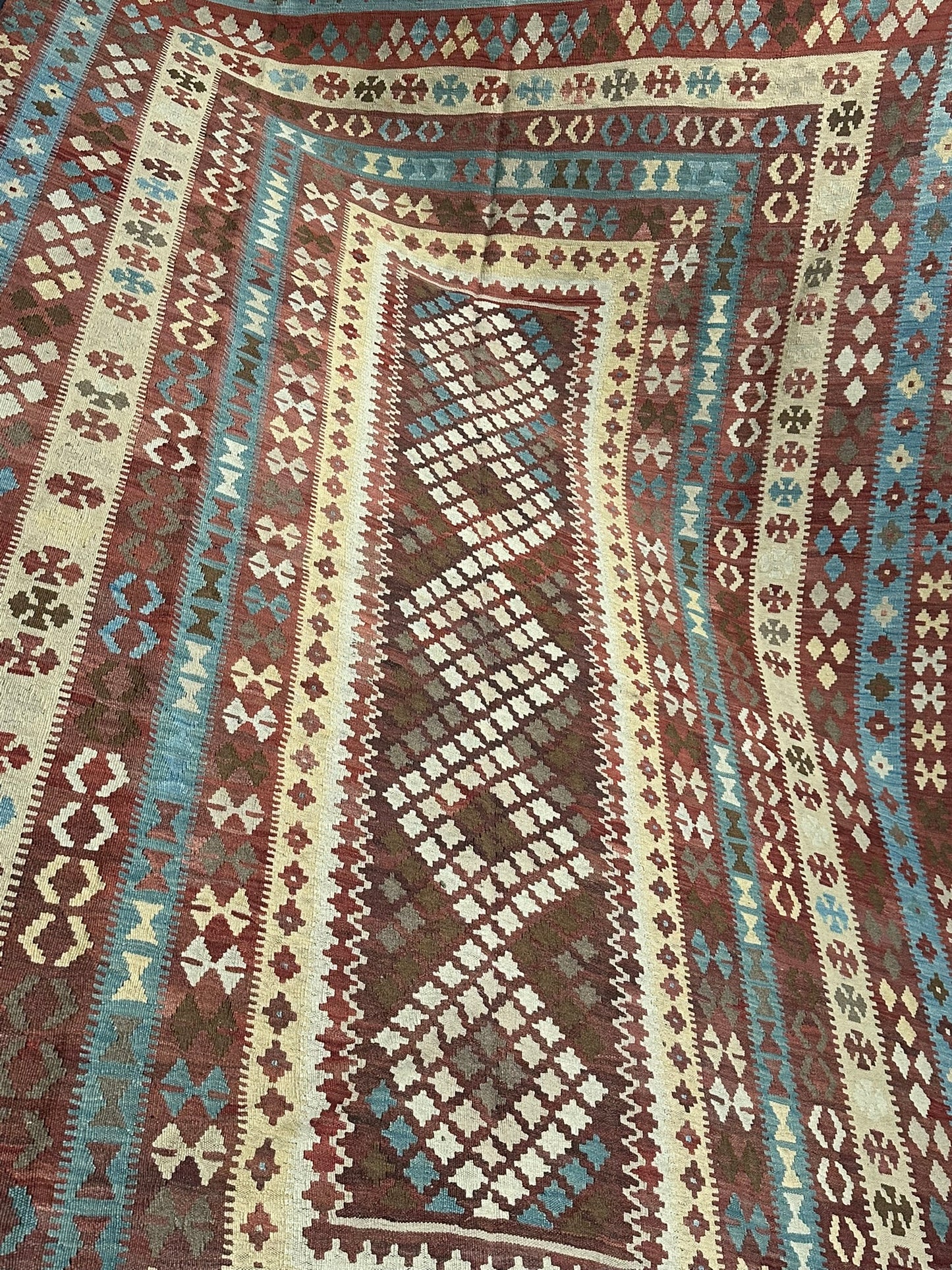 Handgeknüpfter Kelim Teppich 413x240 cm Naturfarben aus der Türkei antik