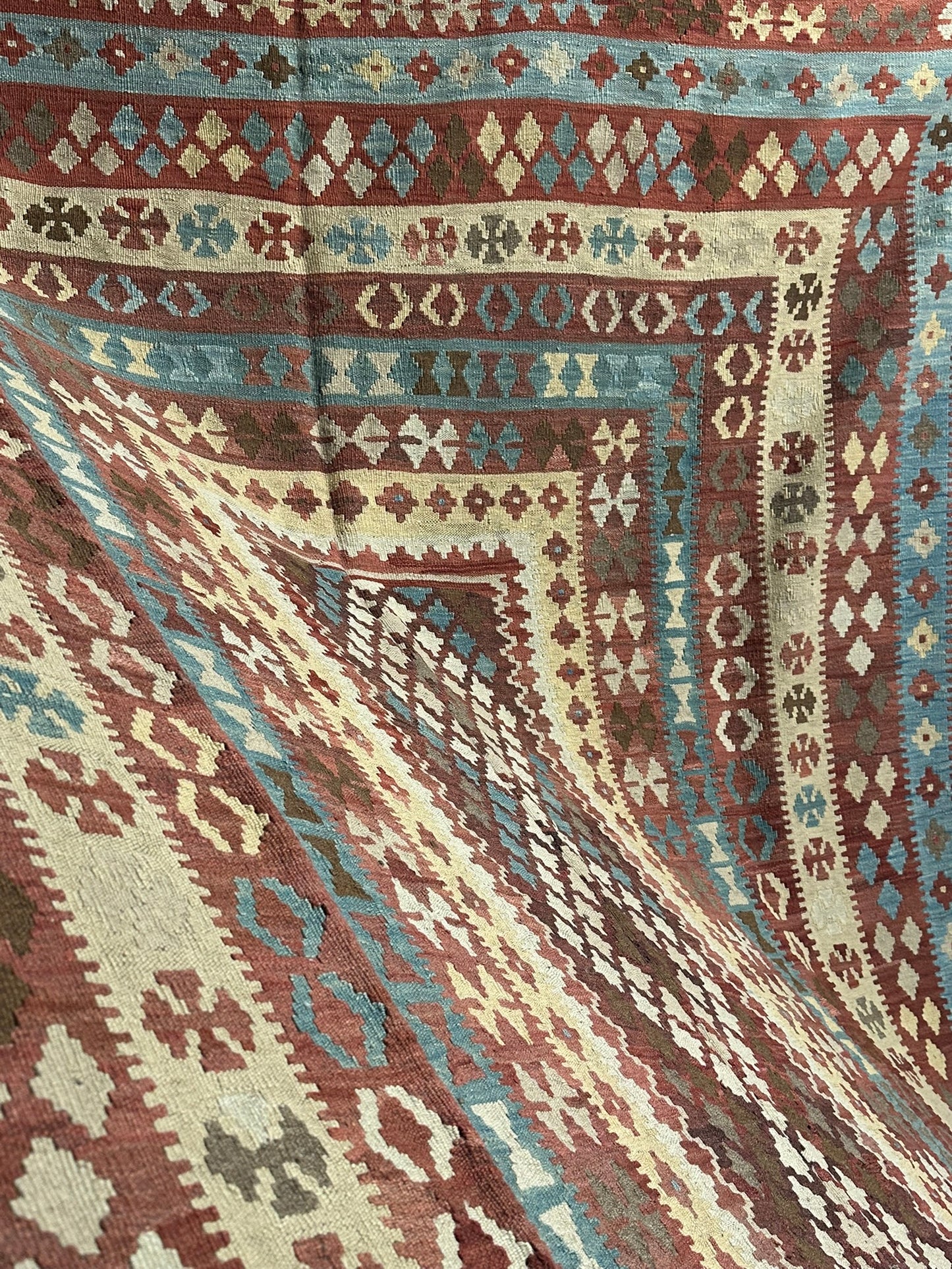 Handgeknüpfter Kelim Teppich 413x240 cm Naturfarben aus der Türkei antik