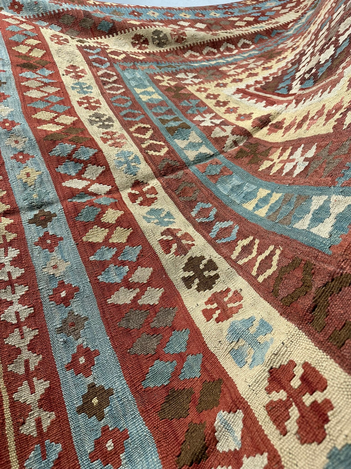 Handgeknüpfter Kelim Teppich 413x240 cm Naturfarben aus der Türkei antik