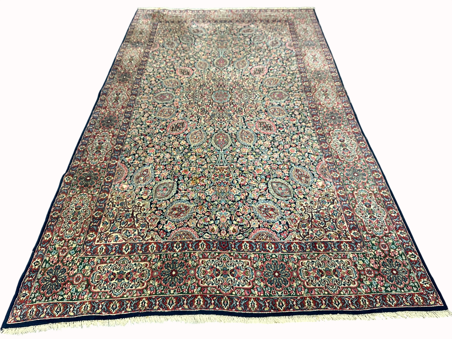 Orientteppich handgeknüpft Kirman Lawer antik  343x196 cm