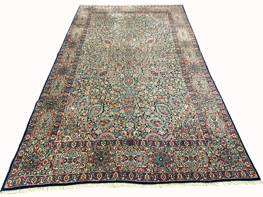 Orientteppich handgeknüpft Kirman Lawer antik  343x196 cm