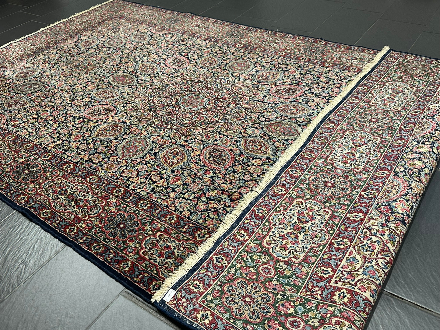 Orientteppich handgeknüpft Kirman Lawer antik  343x196 cm