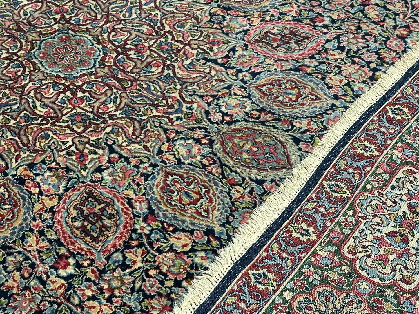 Orientteppich handgeknüpft Kirman Lawer antik  343x196 cm