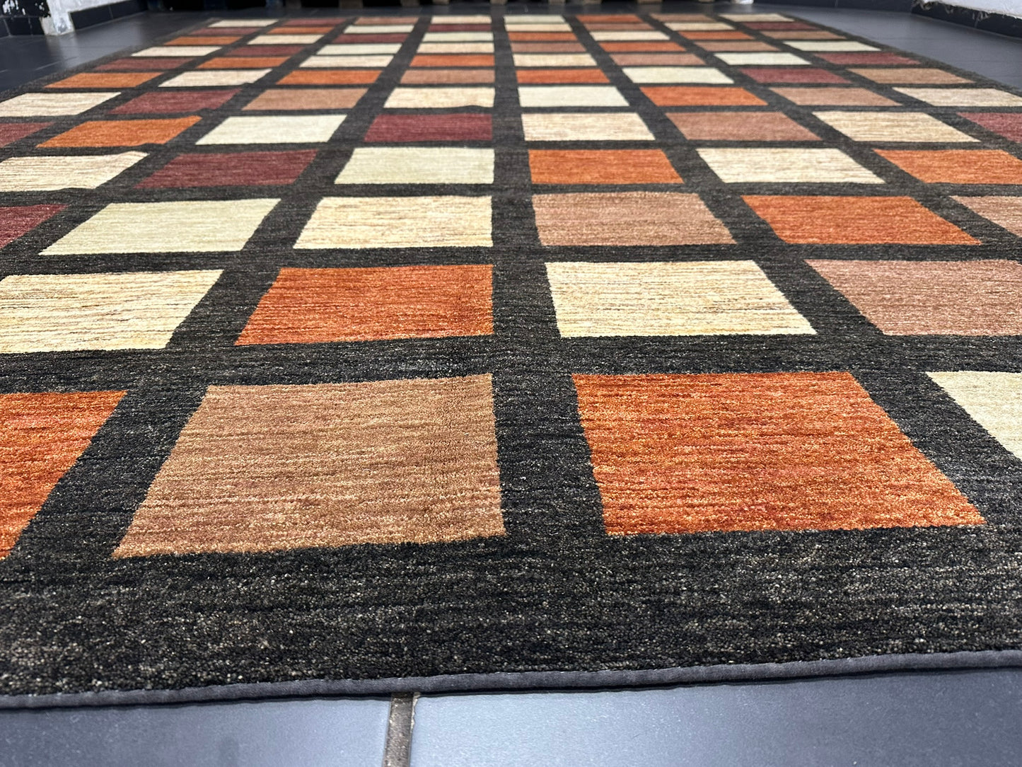 Orientteppich handgeknüpft 410x302 cm Gabbeh Musterfelder