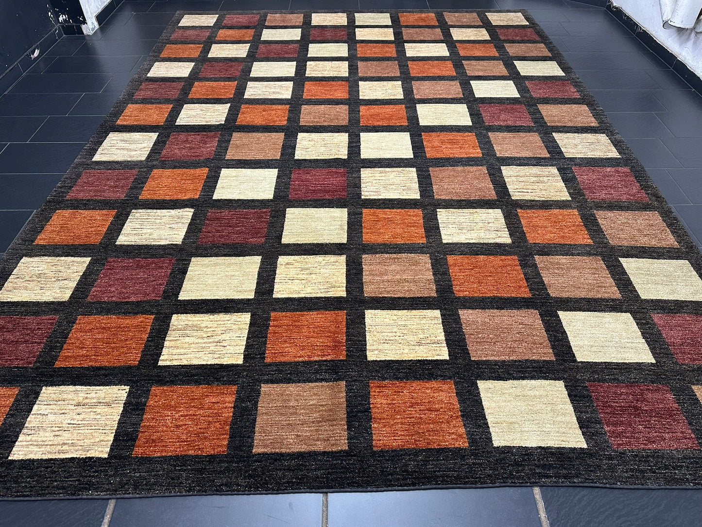 Orientteppich handgeknüpft 410x302 cm Gabbeh Musterfelder