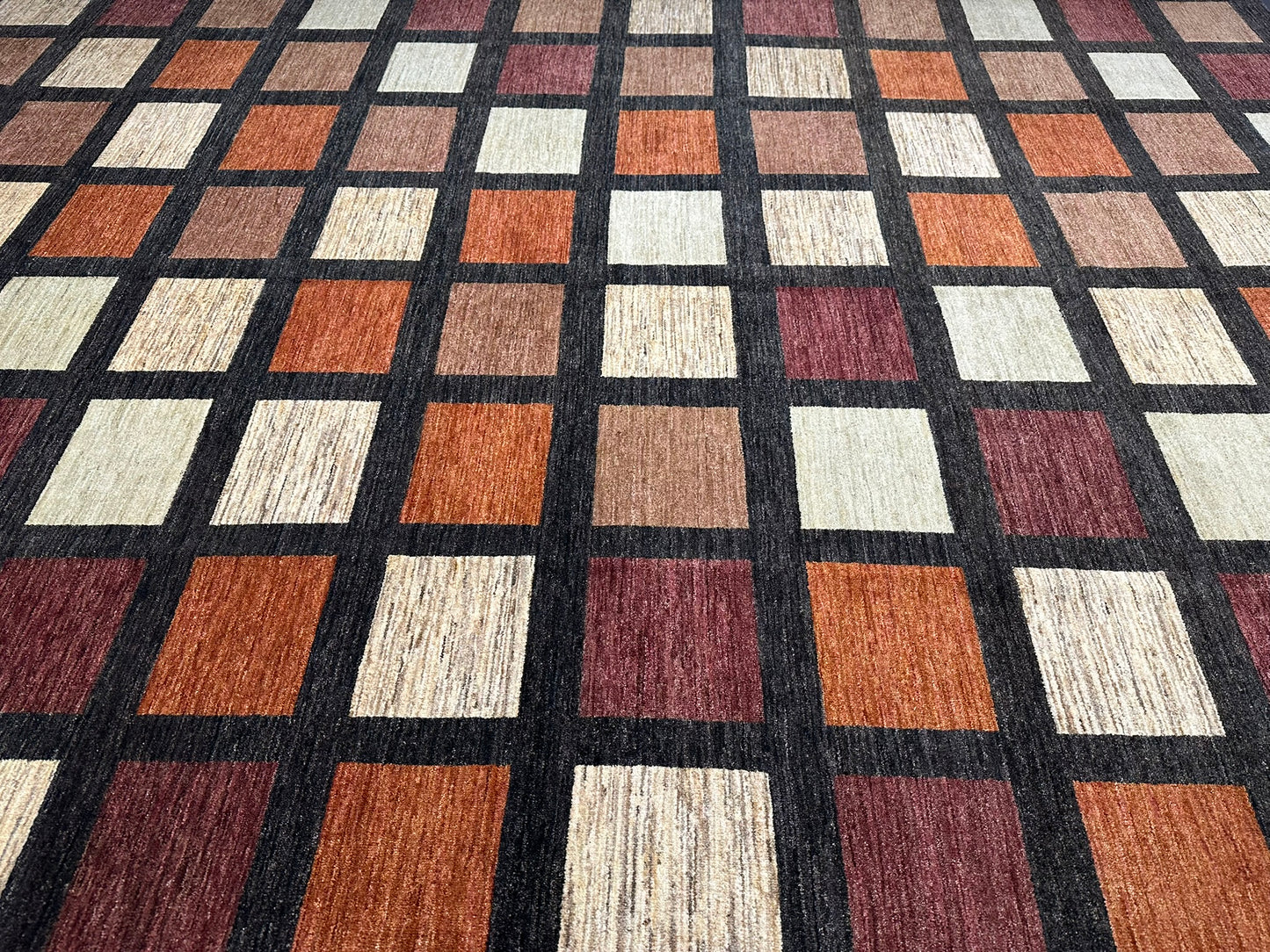 Orientteppich handgeknüpft 410x302 cm Gabbeh Musterfelder