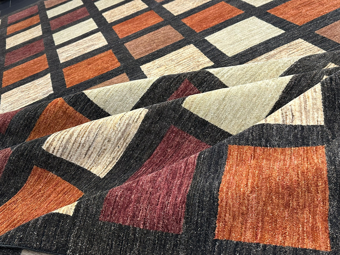 Orientteppich handgeknüpft 410x302 cm Gabbeh Musterfelder