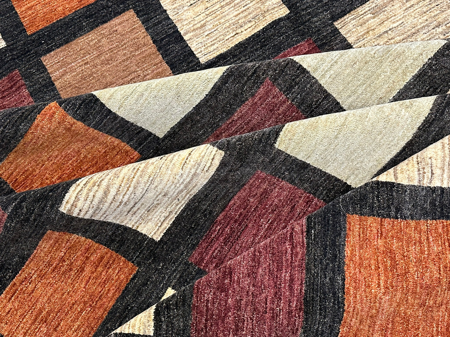 Orientteppich handgeknüpft 410x302 cm Gabbeh Musterfelder