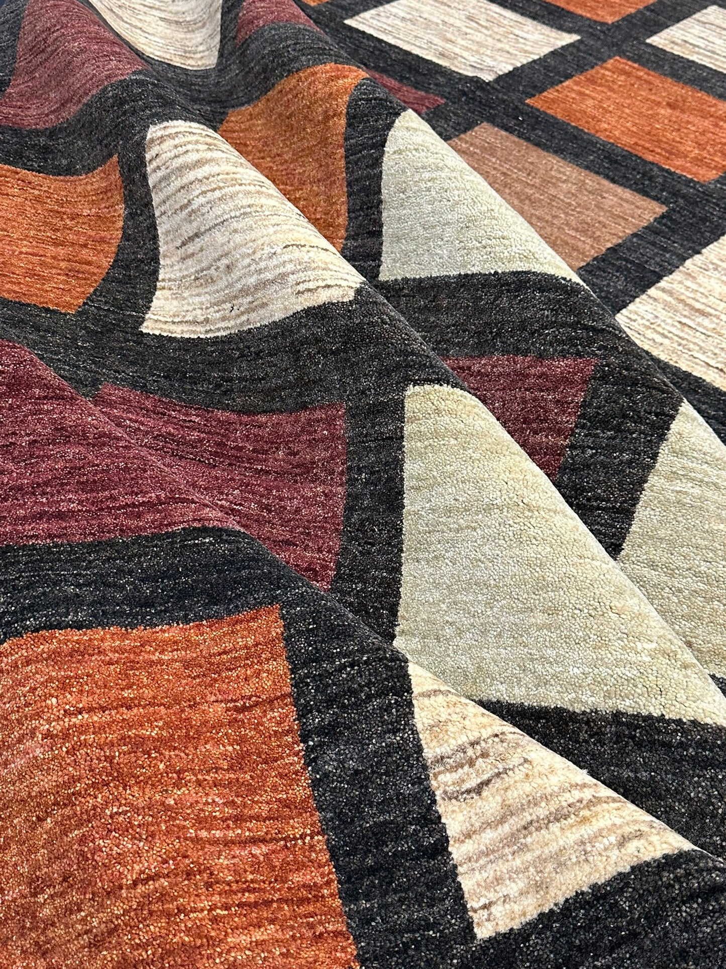 Orientteppich handgeknüpft 410x302 cm Gabbeh Musterfelder