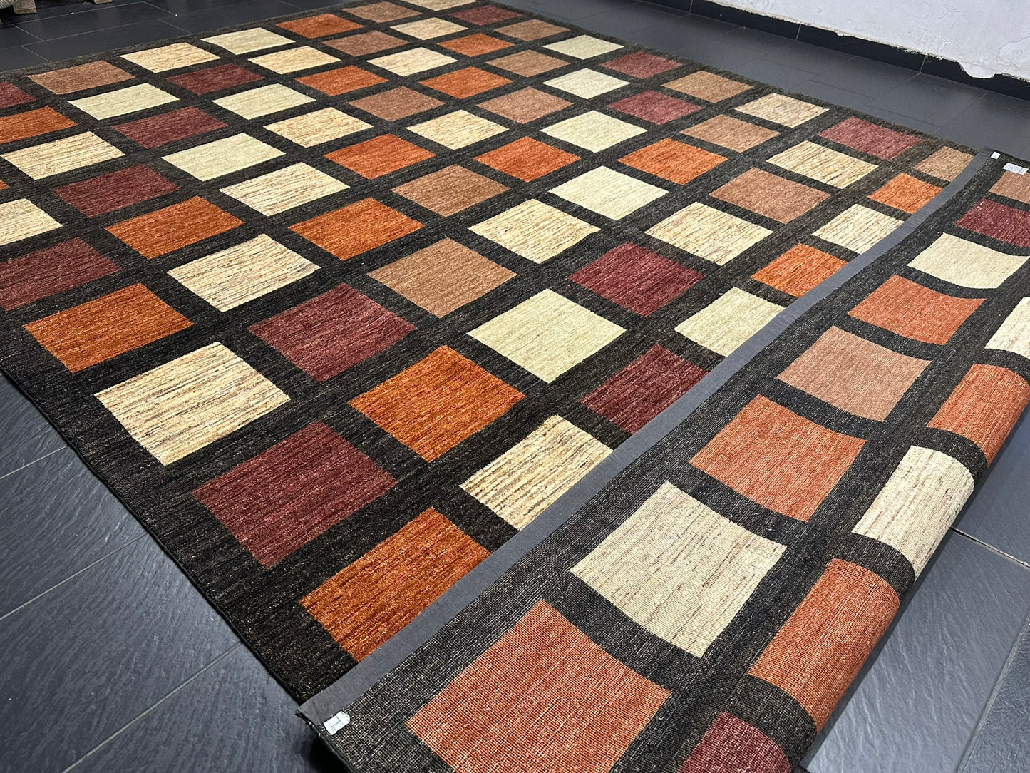 Orientteppich handgeknüpft 410x302 cm Gabbeh Musterfelder