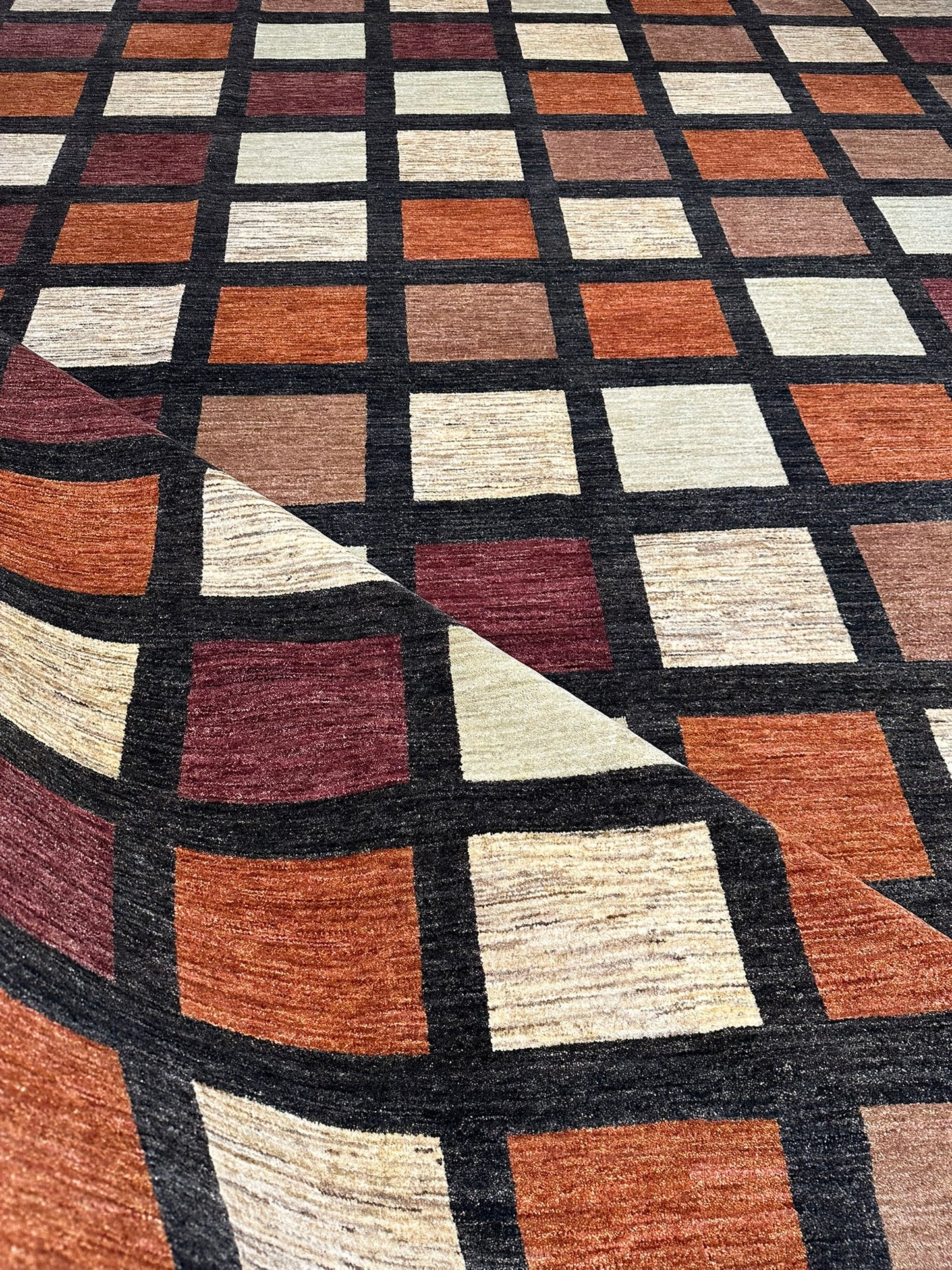 Orientteppich handgeknüpft 410x302 cm Gabbeh Musterfelder