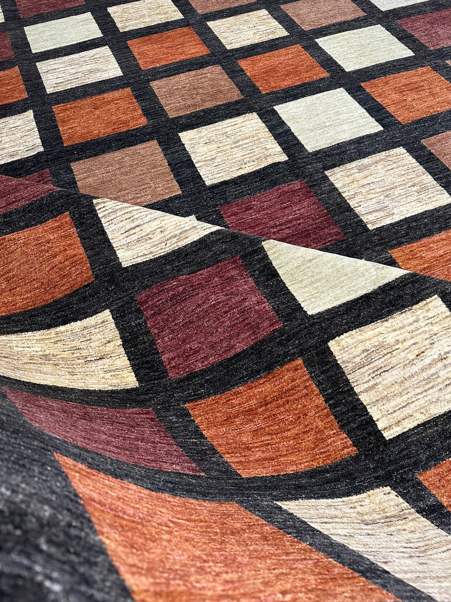 Orientteppich handgeknüpft 410x302 cm Gabbeh Musterfelder