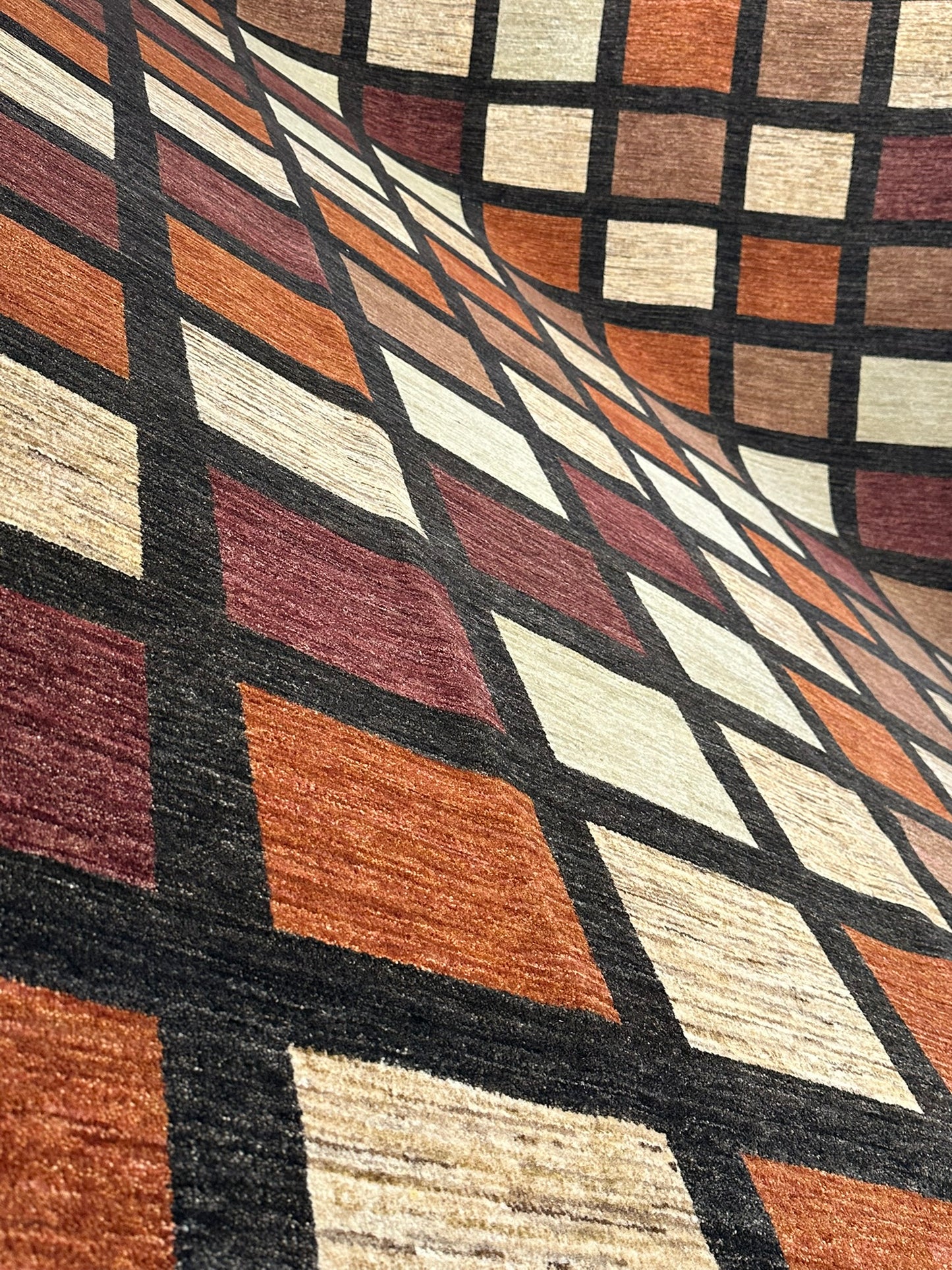 Orientteppich handgeknüpft 410x302 cm Gabbeh Musterfelder