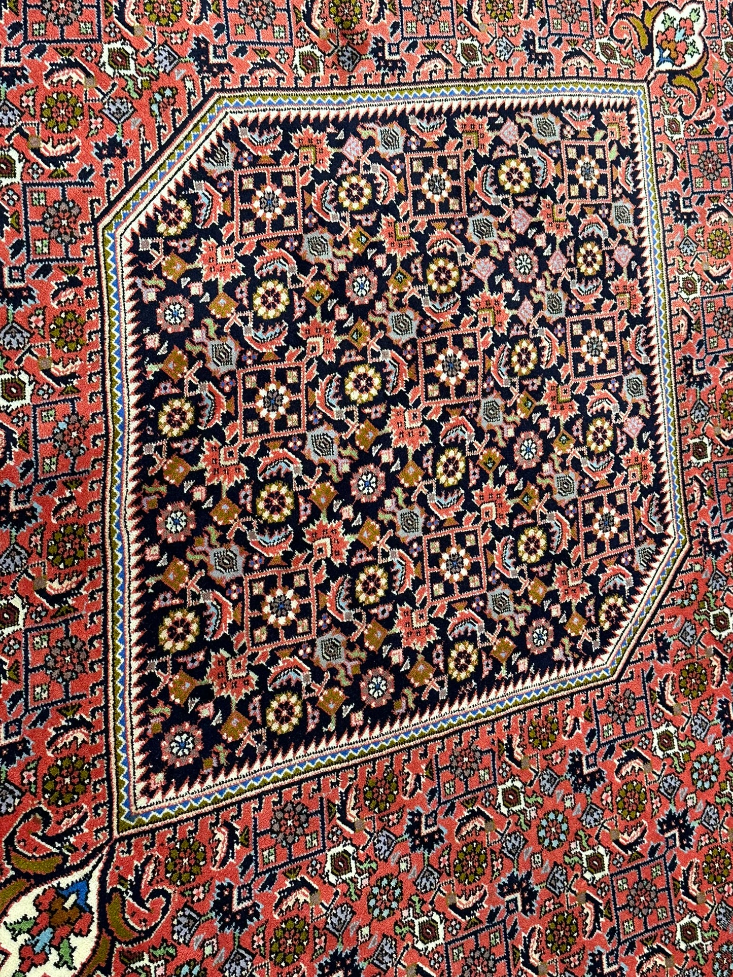 Orientteppich handgeknüpft 355x243 cm Bidjar Korkwolle