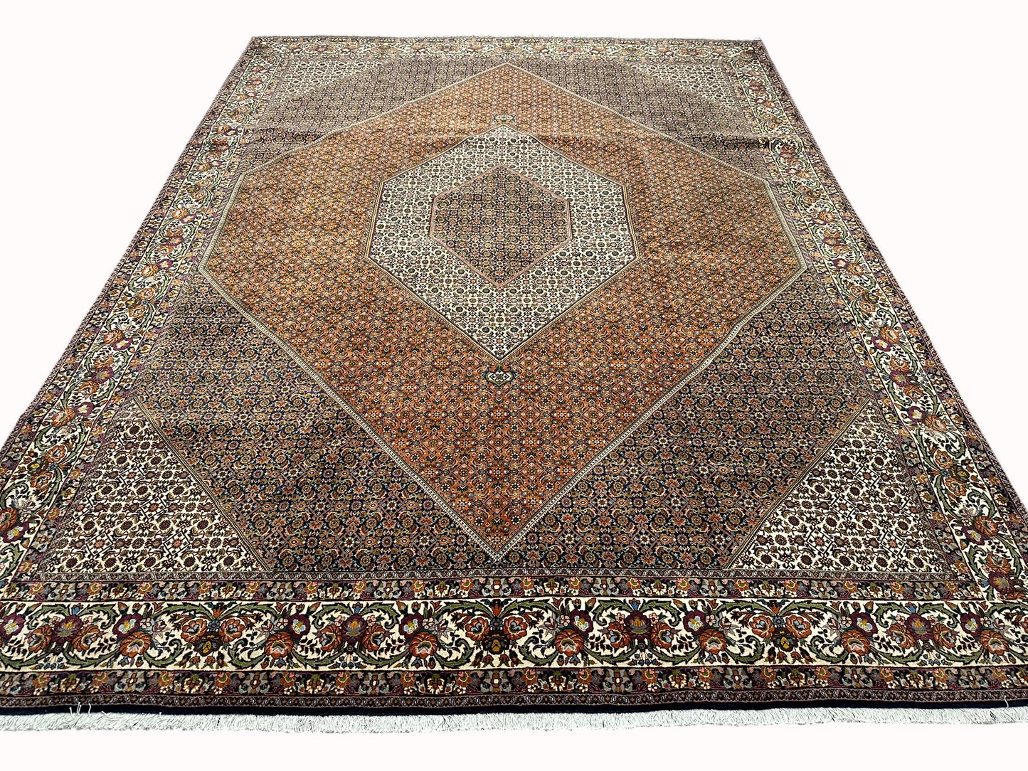 Orientteppich handgeknüpft 390x294 cm Bidjar Korkwolle
