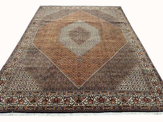 Orientteppich handgeknüpft 390x294 cm Bidjar Korkwolle