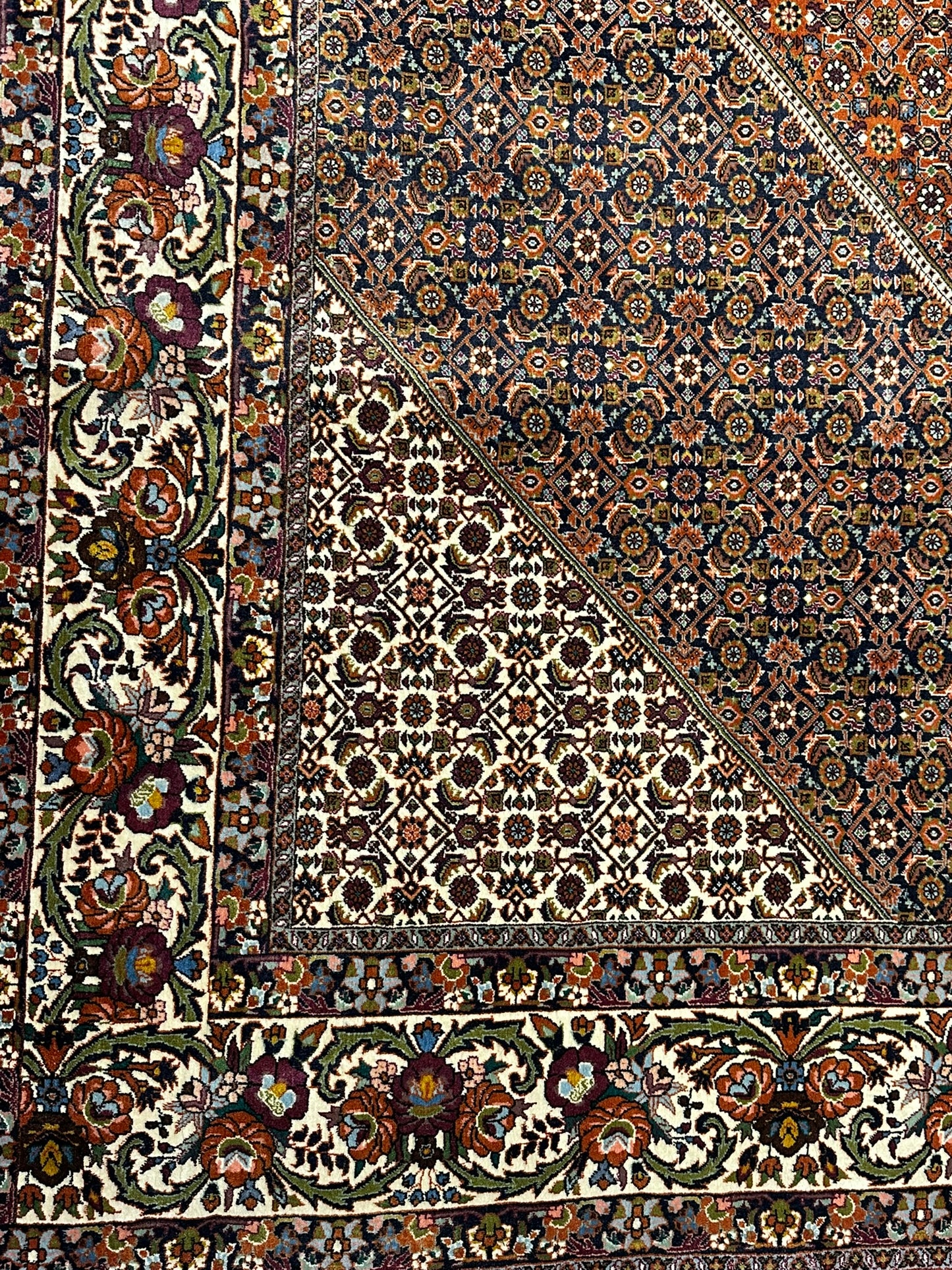 Orientteppich handgeknüpft 390x294 cm Bidjar Korkwolle
