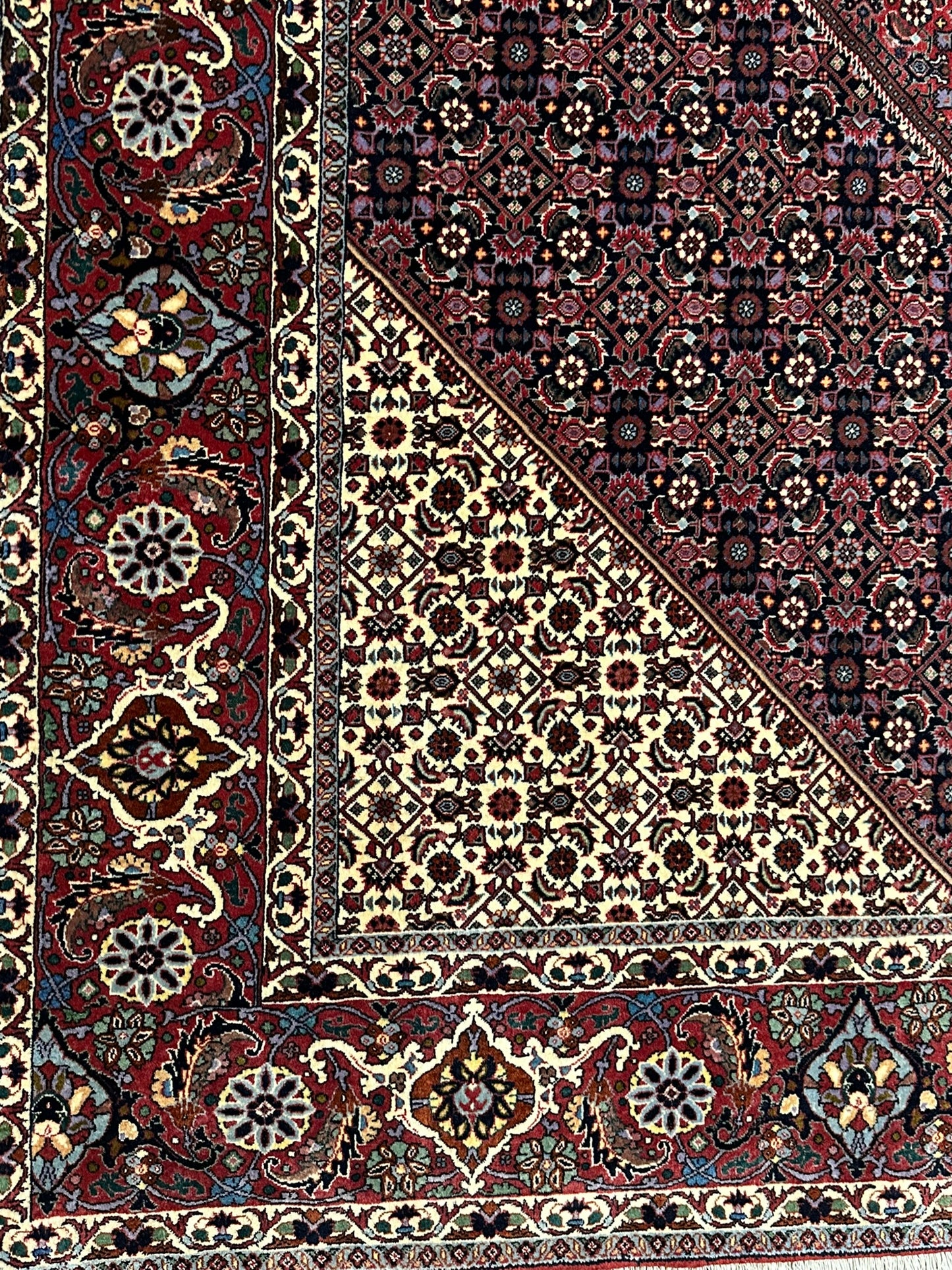 Orientteppich handgeknüpft 387x300 cm Bidjar Korkwolle