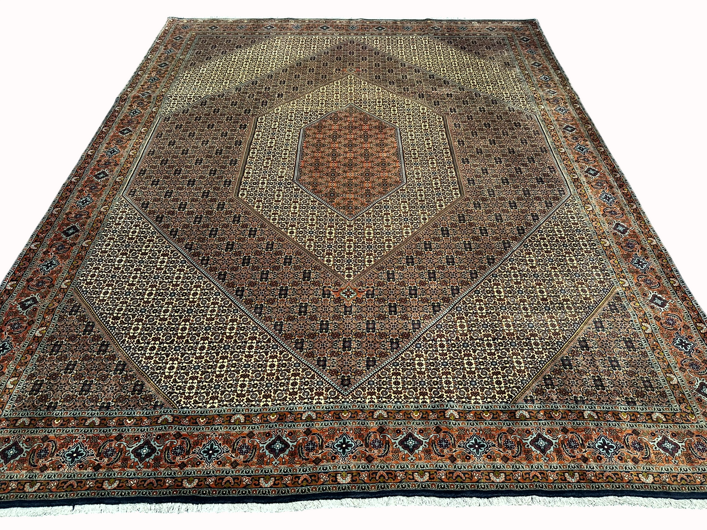 Orientteppich handgeknüpft 383x297 cm Bidjar Korkwolle