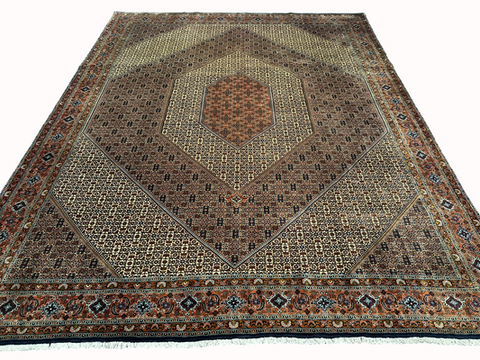 Orientteppich handgeknüpft 383x297 cm Bidjar Korkwolle