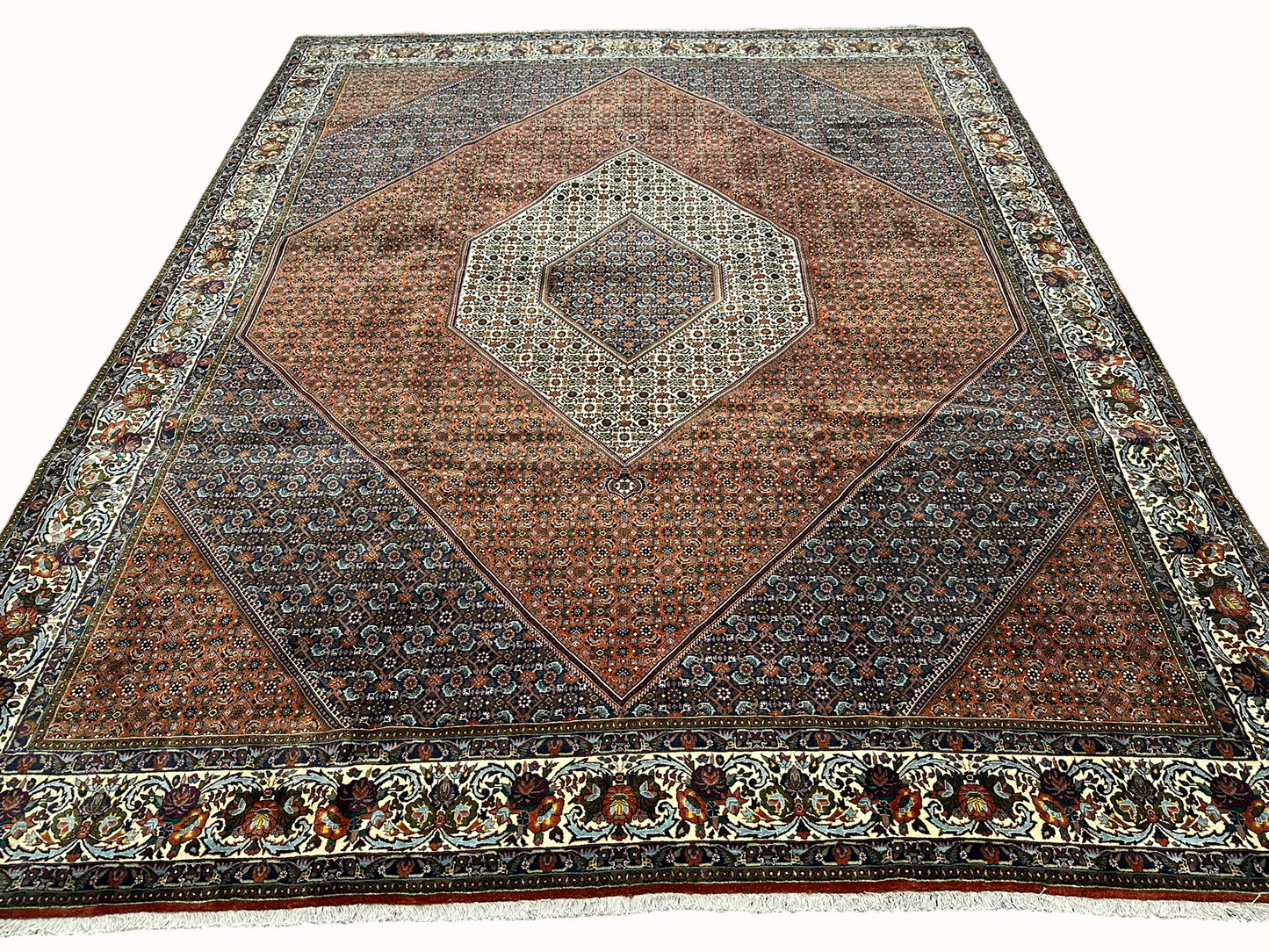 Orientteppich handgeknüpft 390x305 cm Bidjar Korkwolle