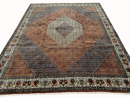 Orientteppich handgeknüpft 390x305 cm Bidjar Korkwolle