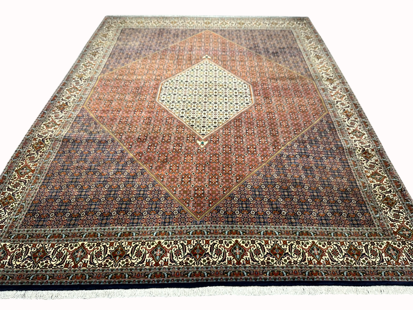 Orientteppich handgeknüpft 397x308 cm Bidjar Korkwolle