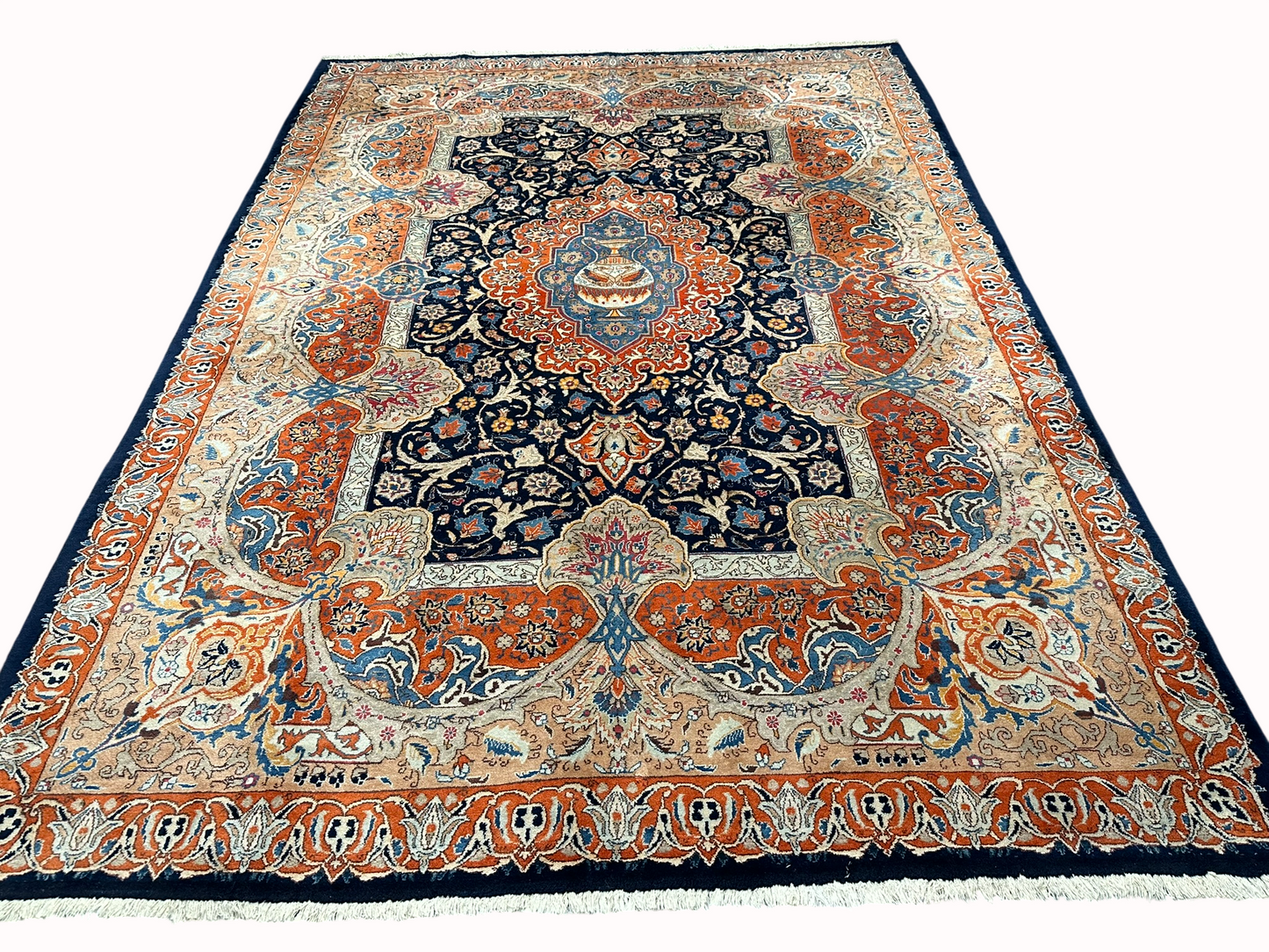 Orientteppich handgeknüpft 357x247 cm Kashmar Vasenmuster