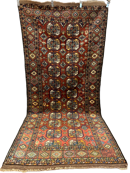 Handgeknüpfter Perser Orientteppich Antiker Jomut Buchara 298x143cm