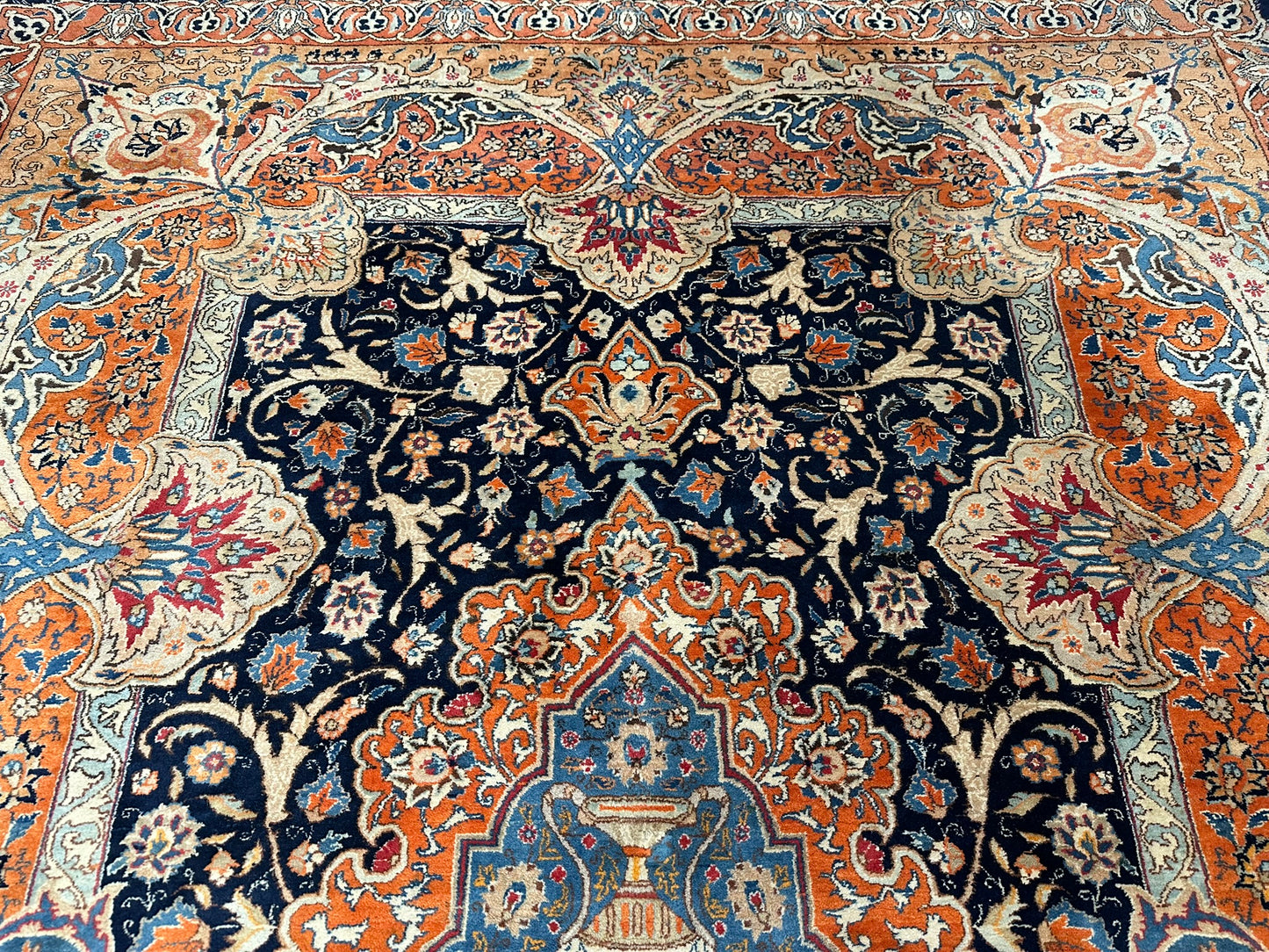 Orientteppich handgeknüpft 357x247 cm Kashmar Vasenmuster