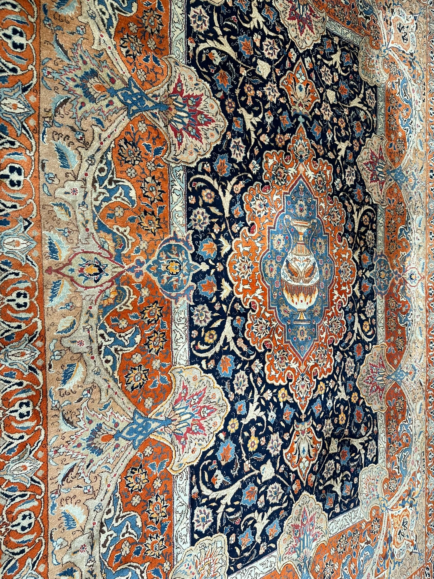 Orientteppich handgeknüpft 357x247 cm Kashmar Vasenmuster