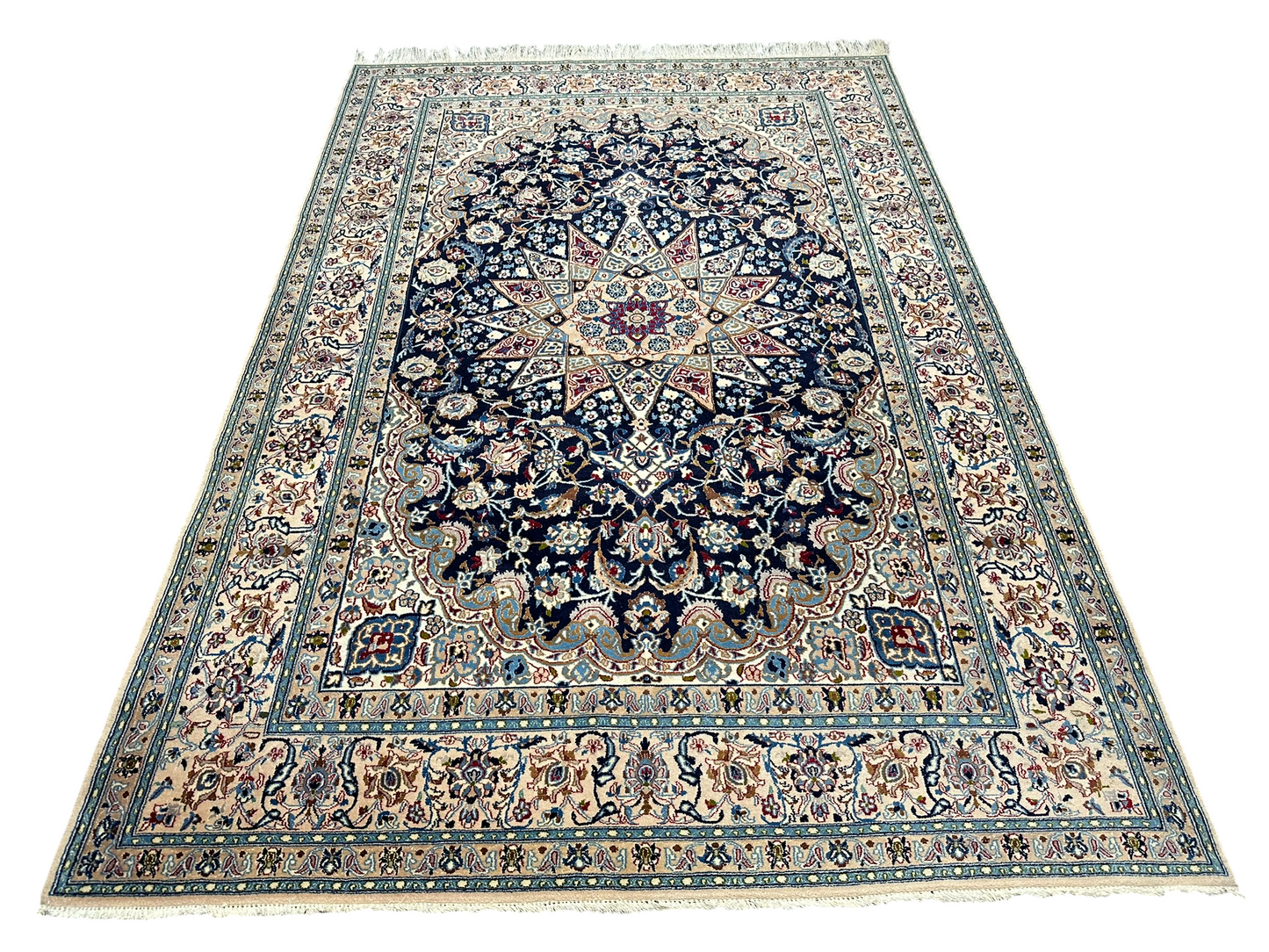 Orientteppich handgeknüpft Nain mit Seide 305x210 cm