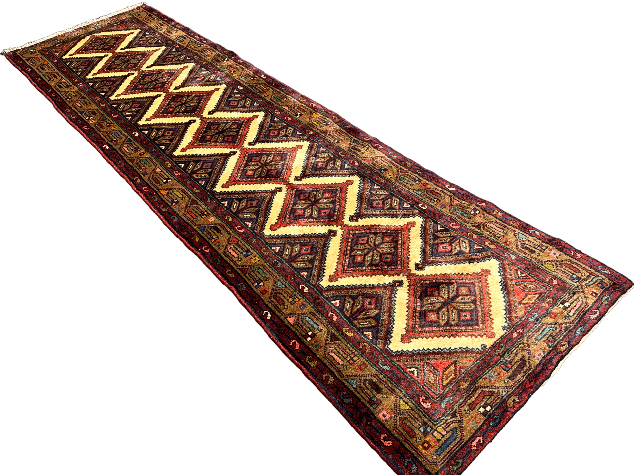 Handgeknüpfter Perser Orientteppich Hamadan Läufer: 300x90 cm