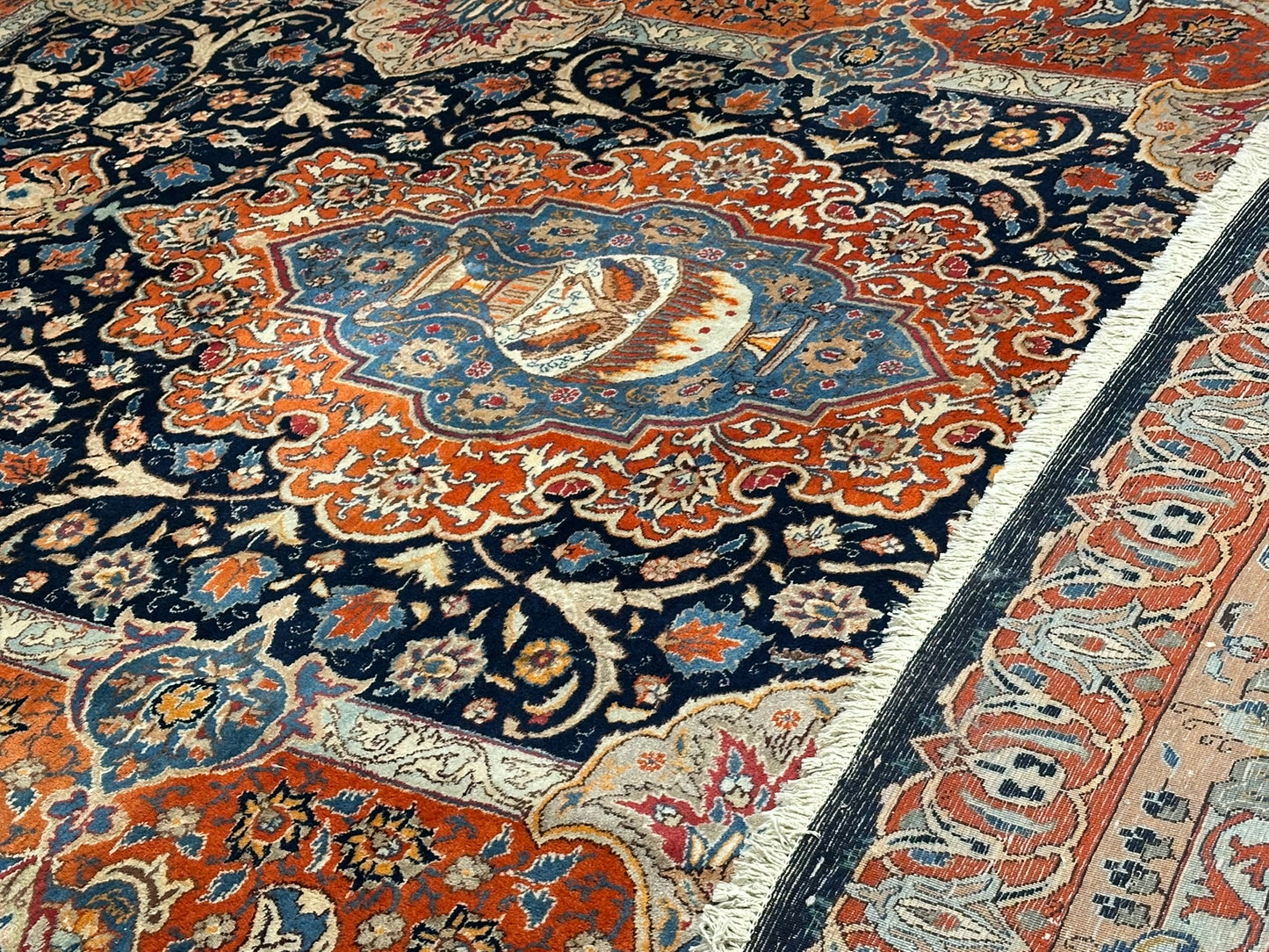 Orientteppich handgeknüpft 357x247 cm Kashmar Vasenmuster