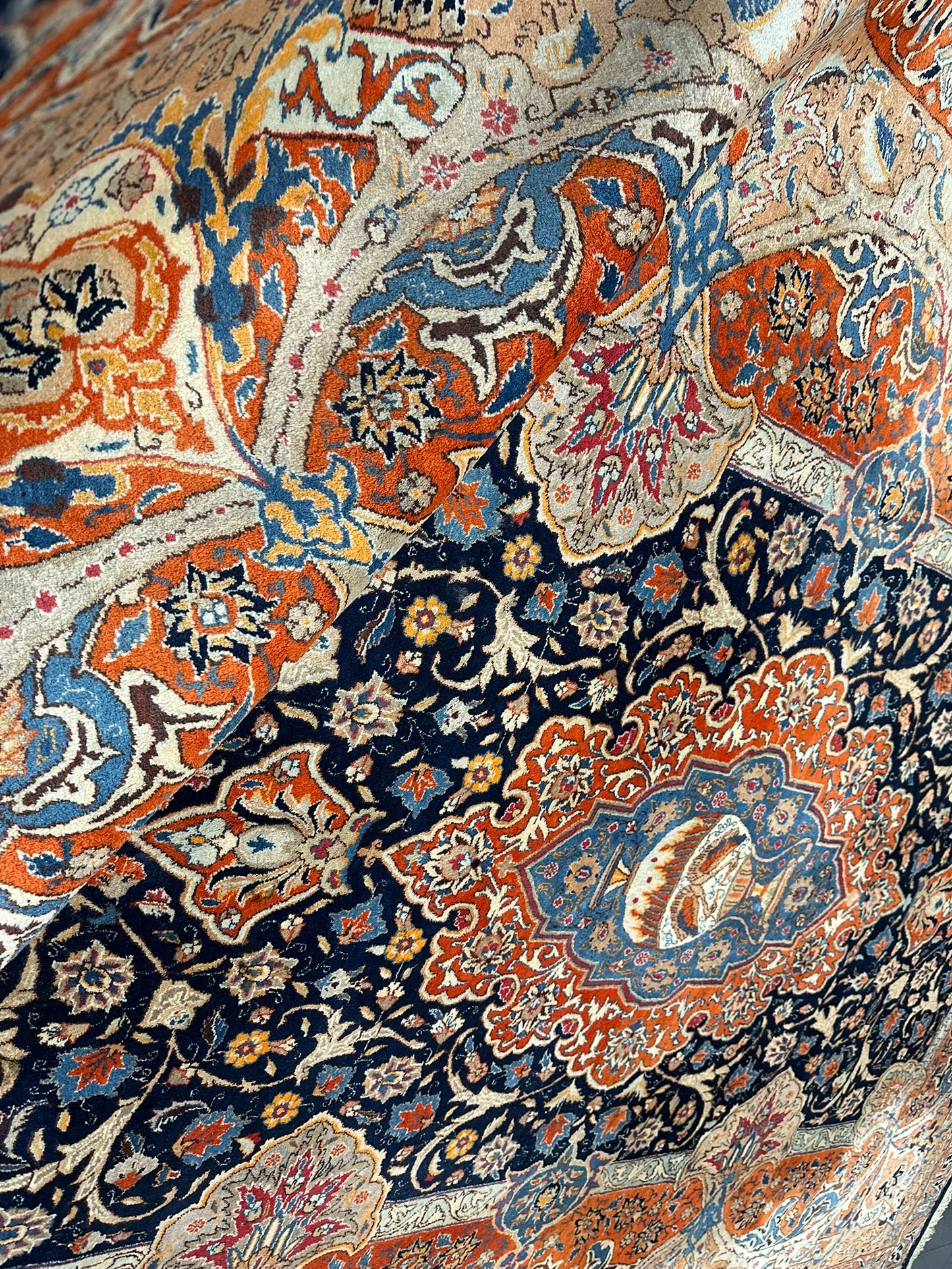 Orientteppich handgeknüpft 357x247 cm Kashmar Vasenmuster