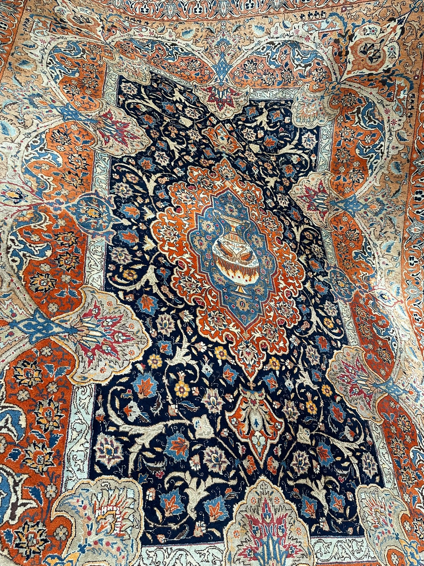 Orientteppich handgeknüpft 357x247 cm Kashmar Vasenmuster
