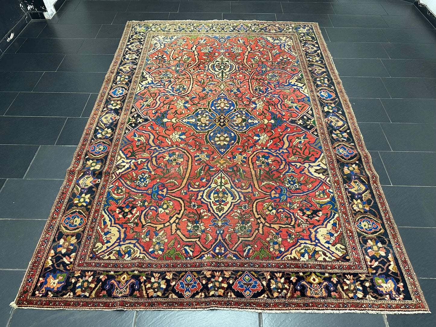 antik Orientteppich handgeknüpft Isfahan naturfarben  305x210 cm