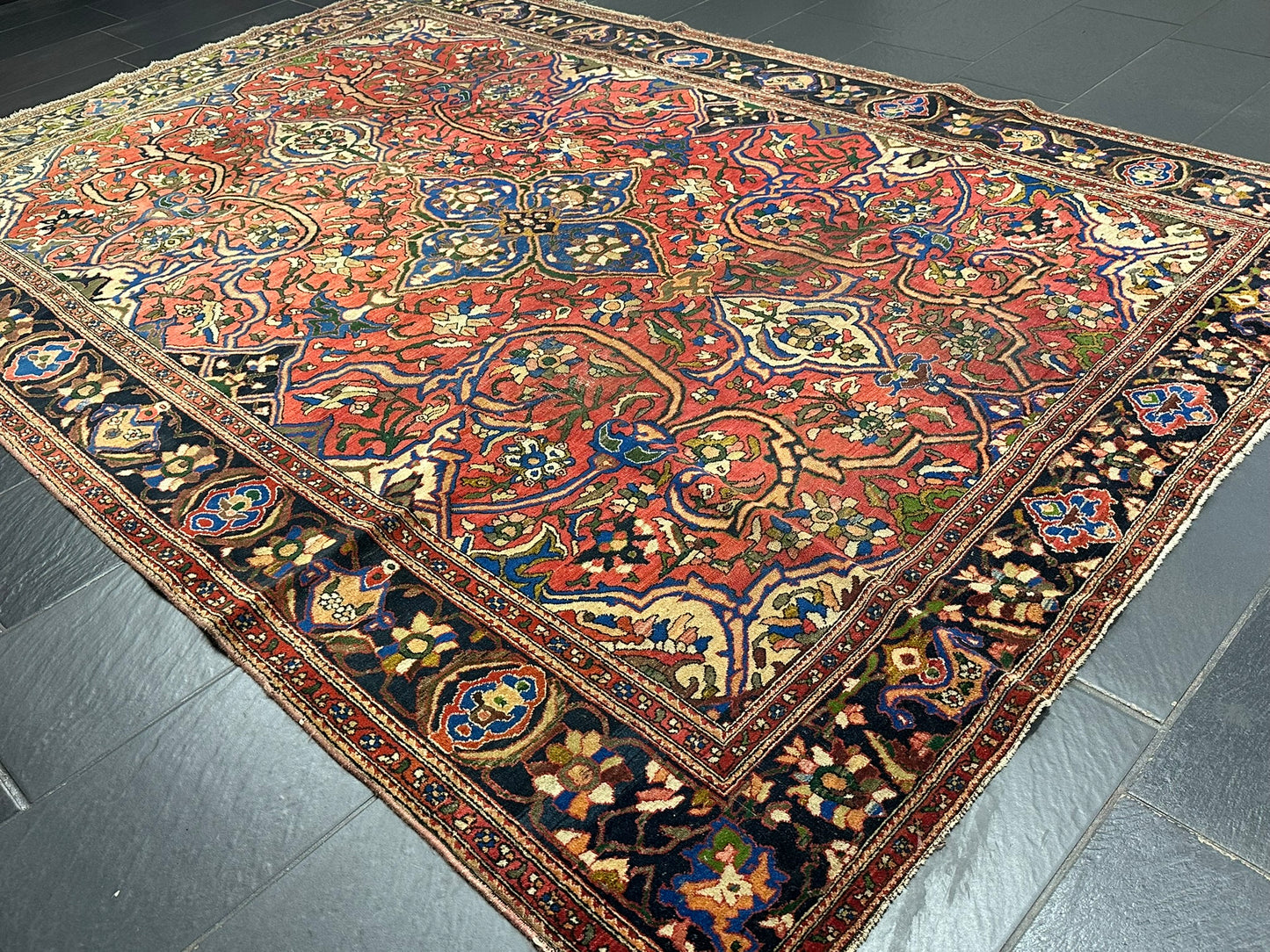 antik Orientteppich handgeknüpft Isfahan naturfarben  305x210 cm