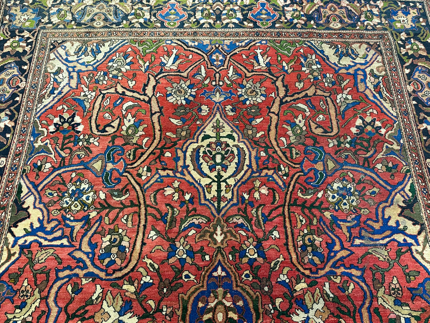 antik Orientteppich handgeknüpft Isfahan naturfarben  305x210 cm