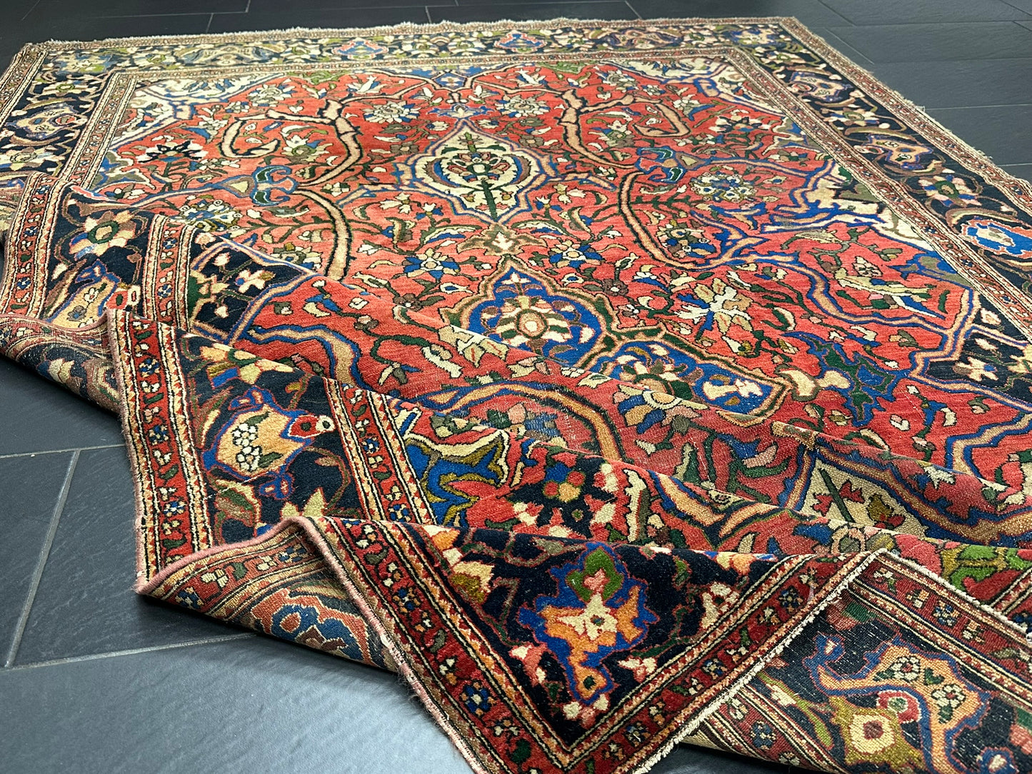 antik Orientteppich handgeknüpft Isfahan naturfarben  305x210 cm