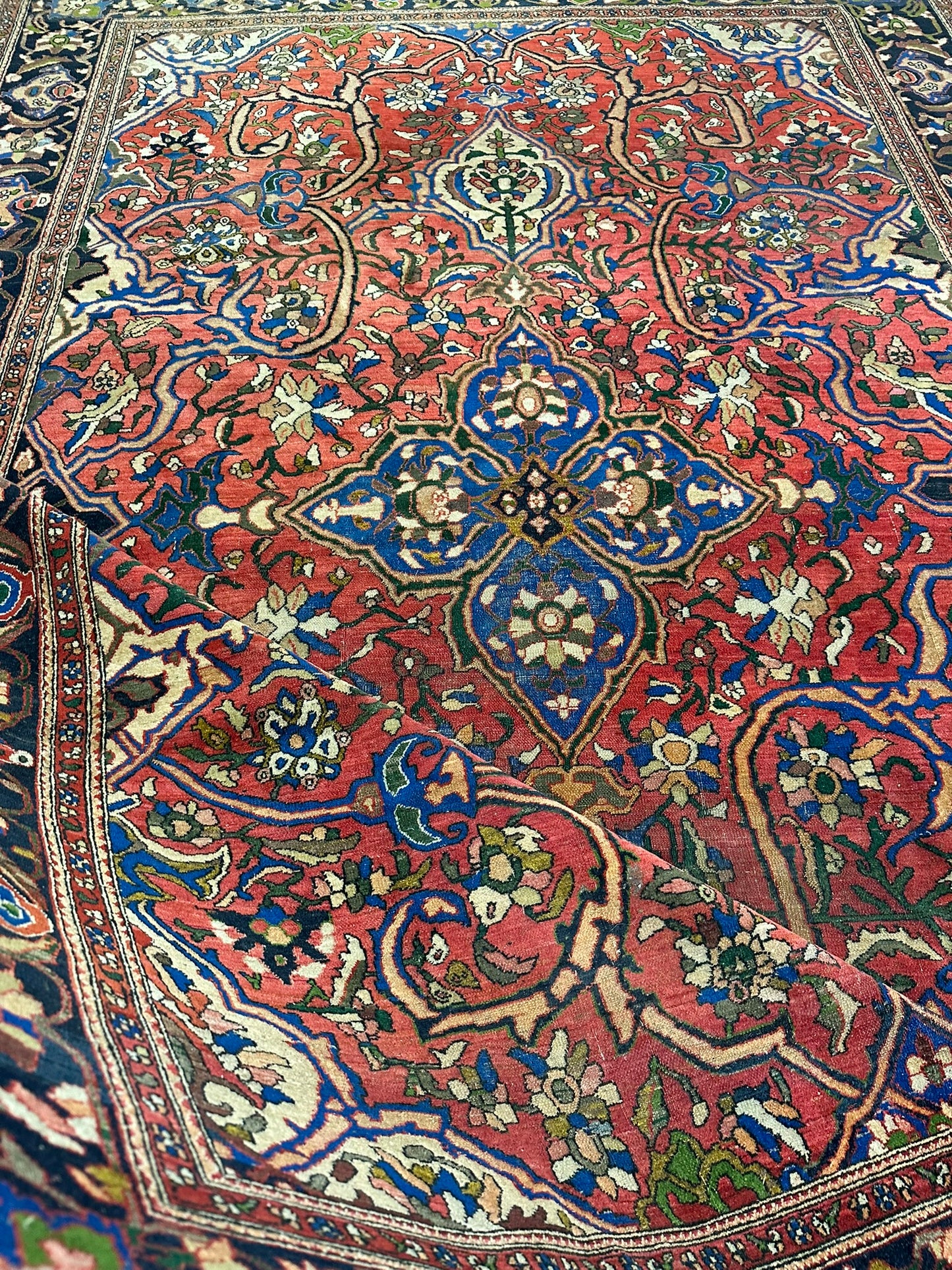 antik Orientteppich handgeknüpft Isfahan naturfarben  305x210 cm