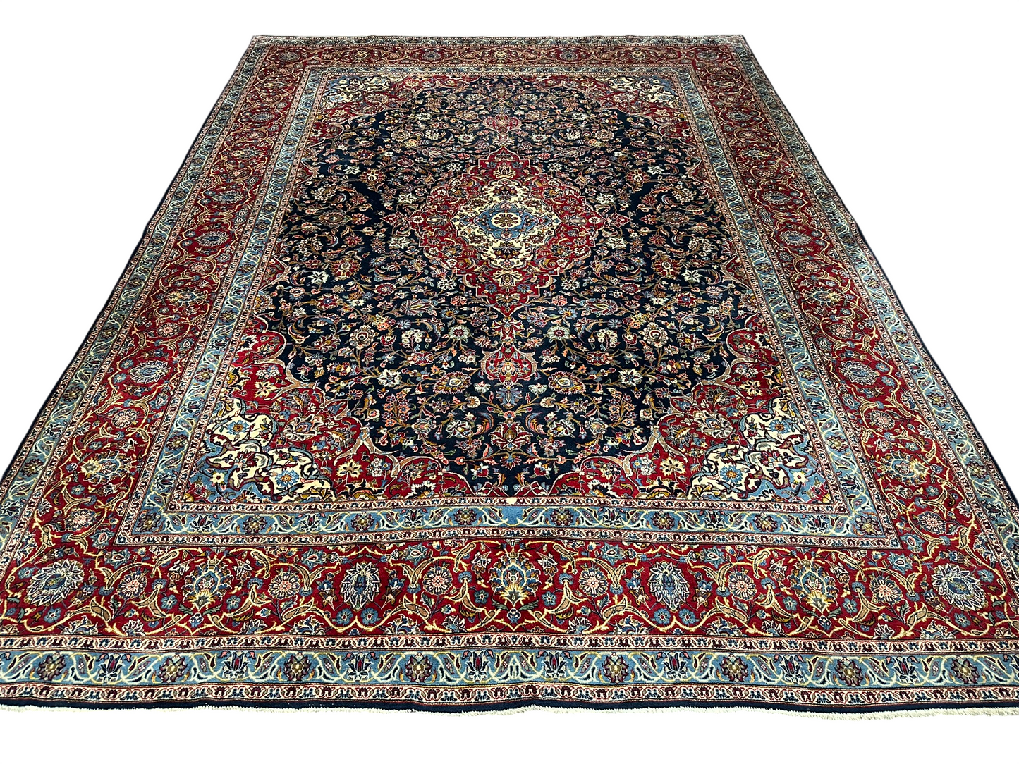 Orientteppich handgeknüpft Keschan Medaillon 400x300 cm