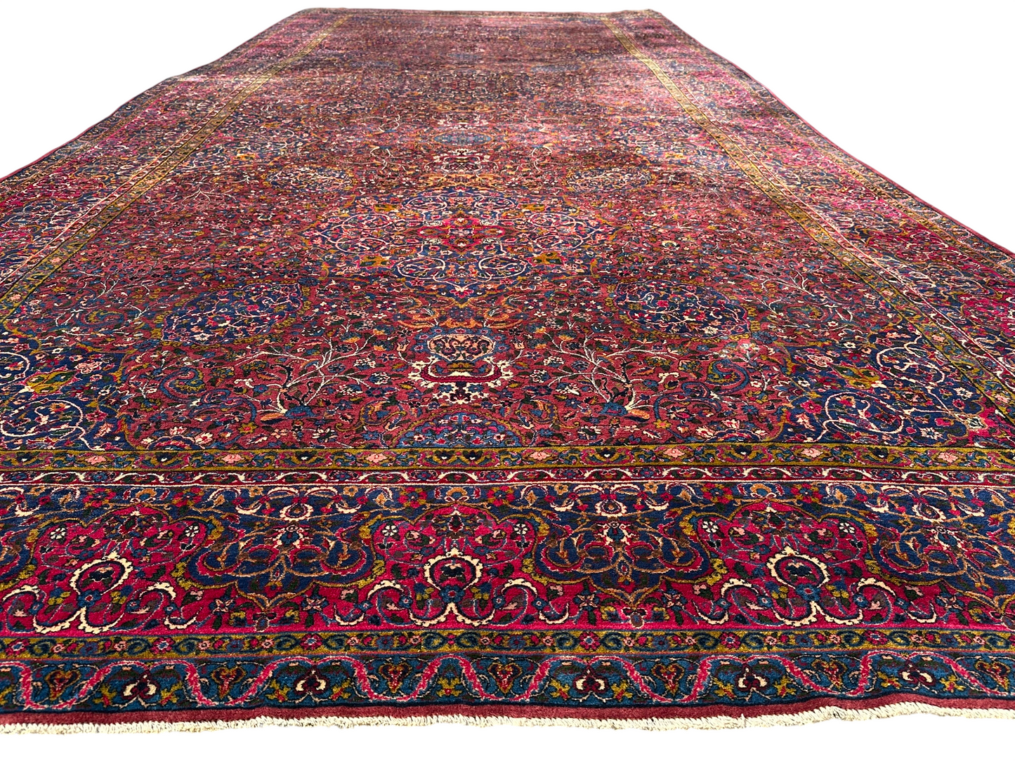 Antiker Handgeknüpft Palast Teppich Keschan 762x311 cm
