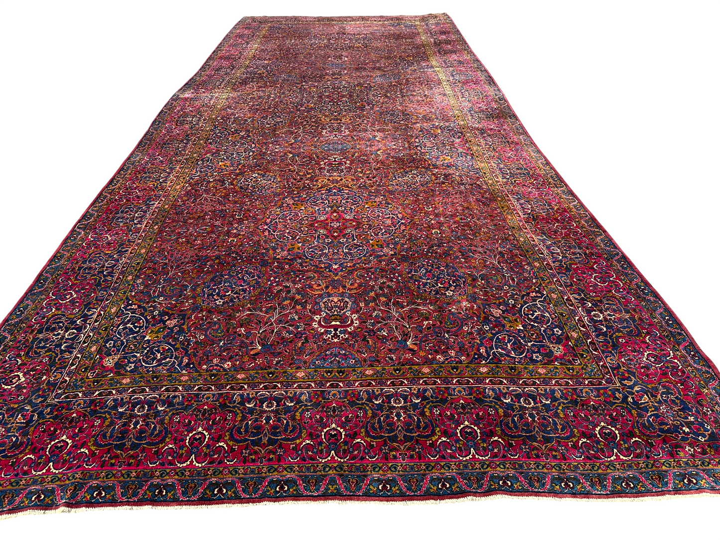 Antiker Handgeknüpft Palast Teppich Keschan 762x311 cm