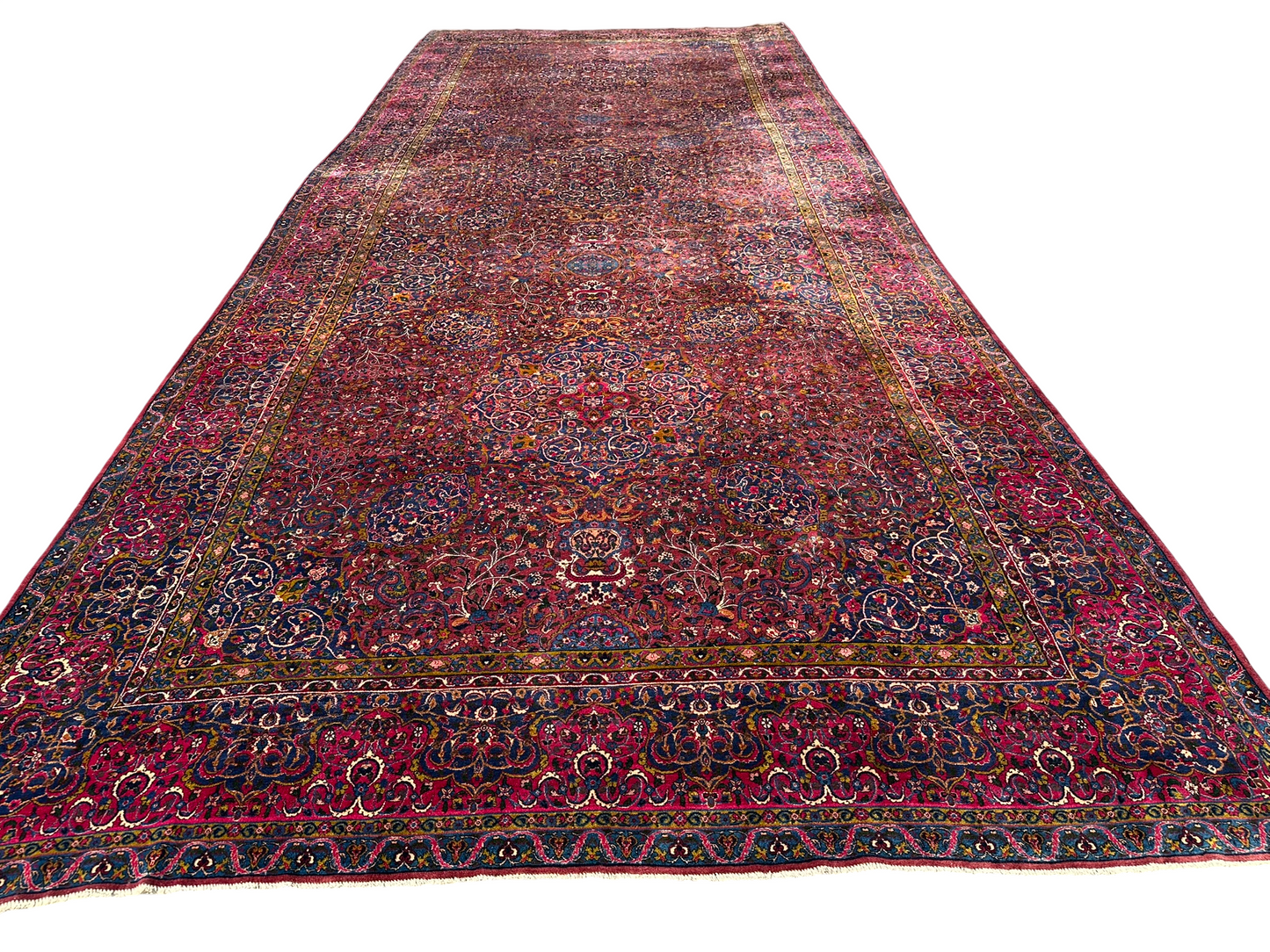 Antiker Handgeknüpft Palast Teppich Keschan 762x311 cm