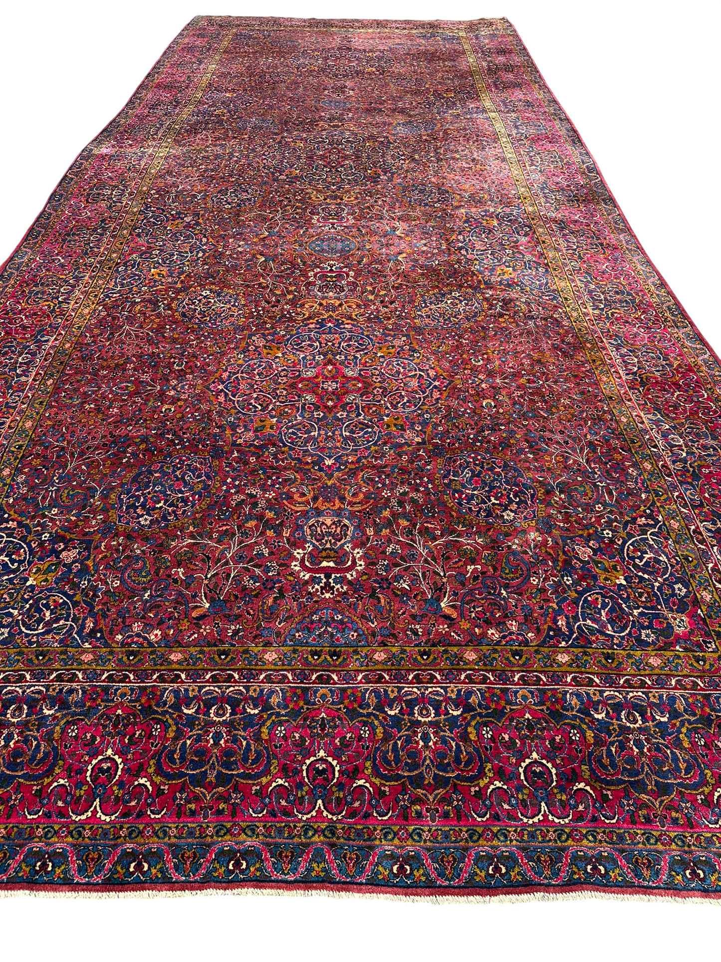 Antiker Handgeknüpft Palast Teppich Keschan 762x311 cm