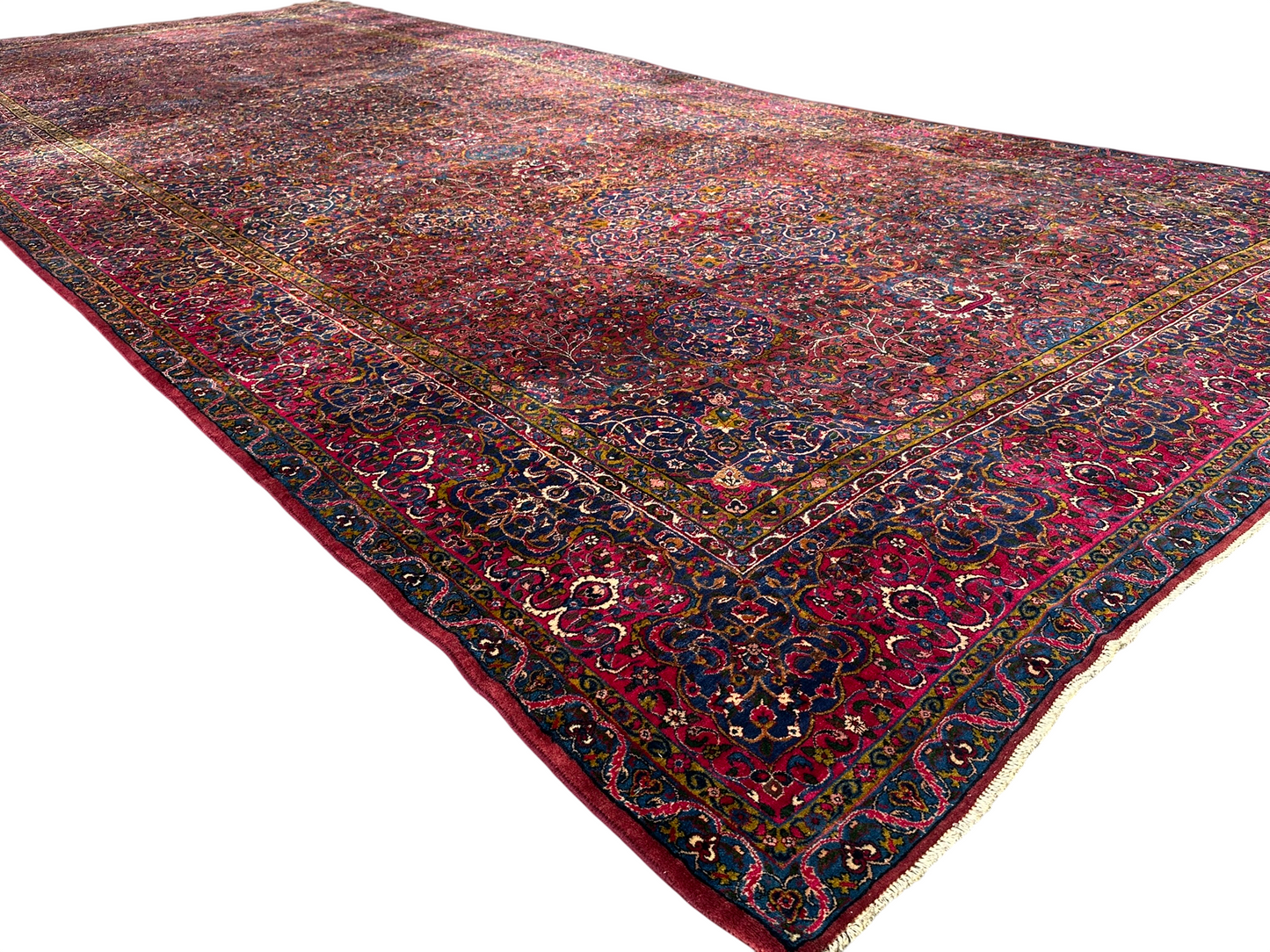 Antiker Handgeknüpft Palast Teppich Keschan 762x311 cm