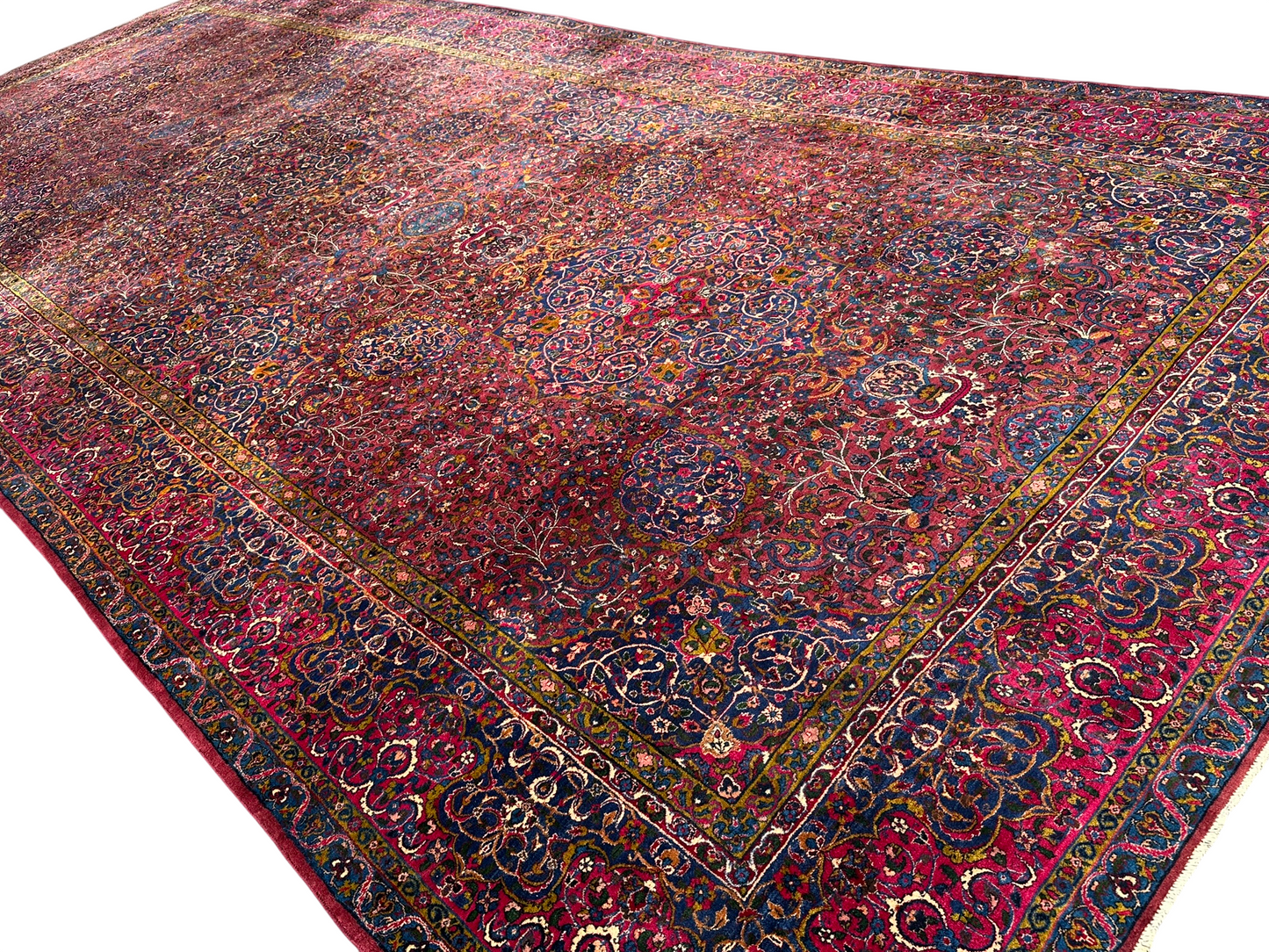 Antiker Handgeknüpft Palast Teppich Keschan 762x311 cm